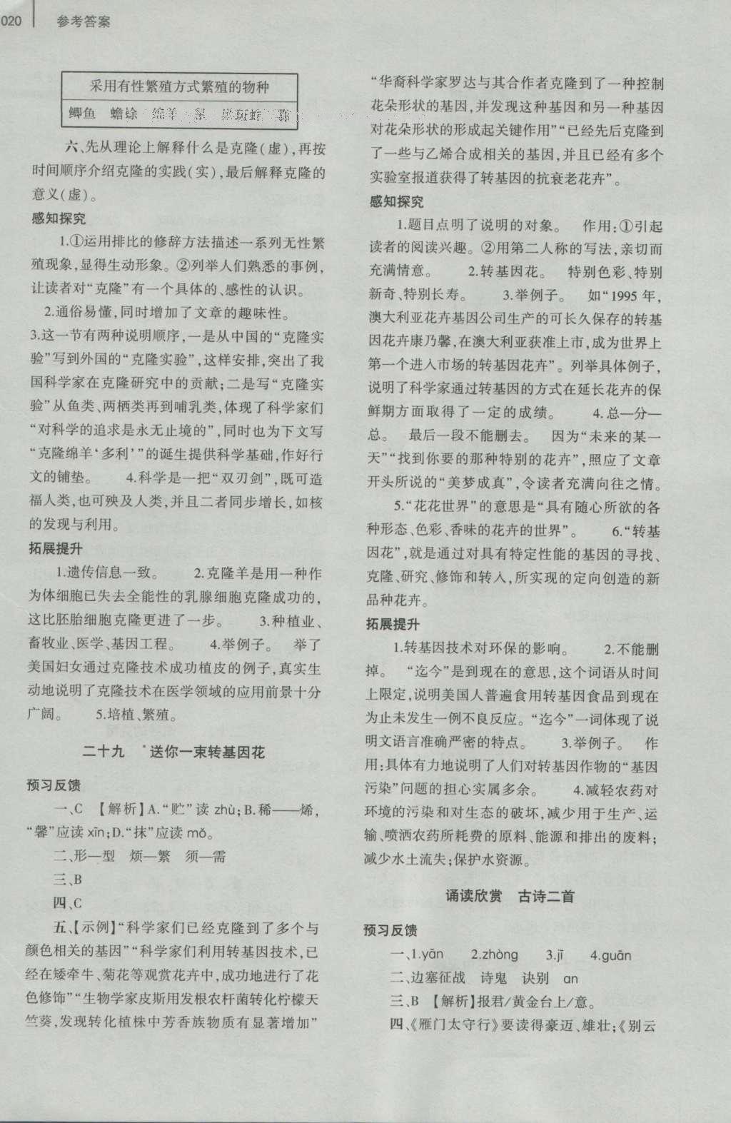 2016年基礎(chǔ)訓(xùn)練八年級(jí)語(yǔ)文上冊(cè)蘇教版大象出版社 參考答案第20頁(yè)