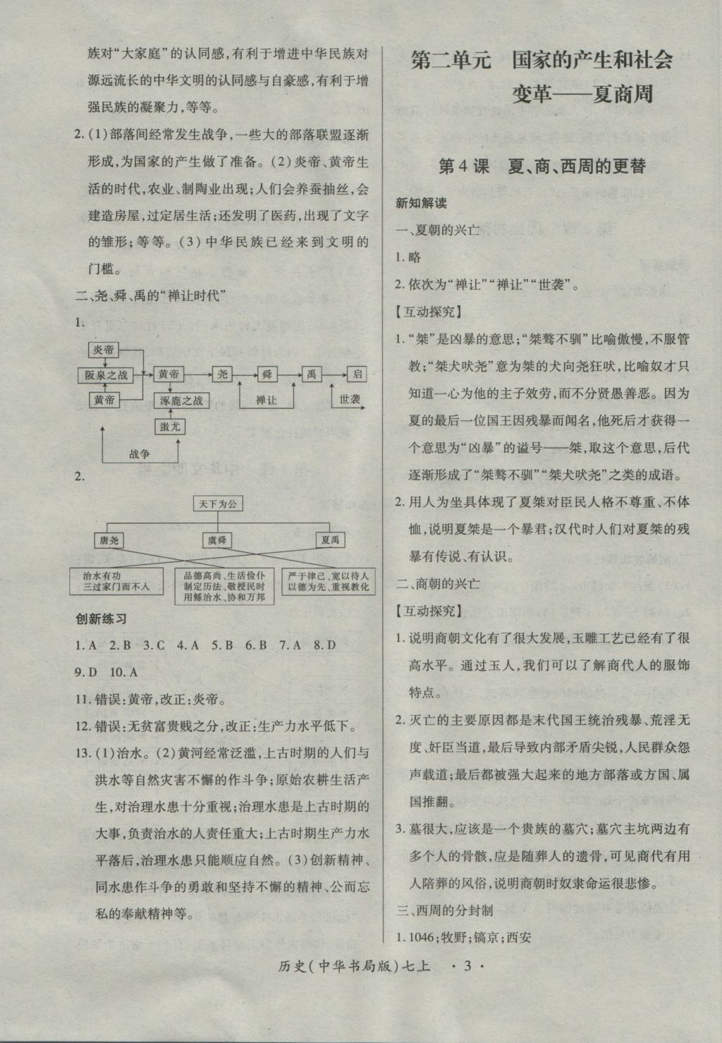 2016年一課一練創(chuàng)新練習(xí)七年級(jí)歷史上冊(cè)中華書局版 參考答案第3頁(yè)