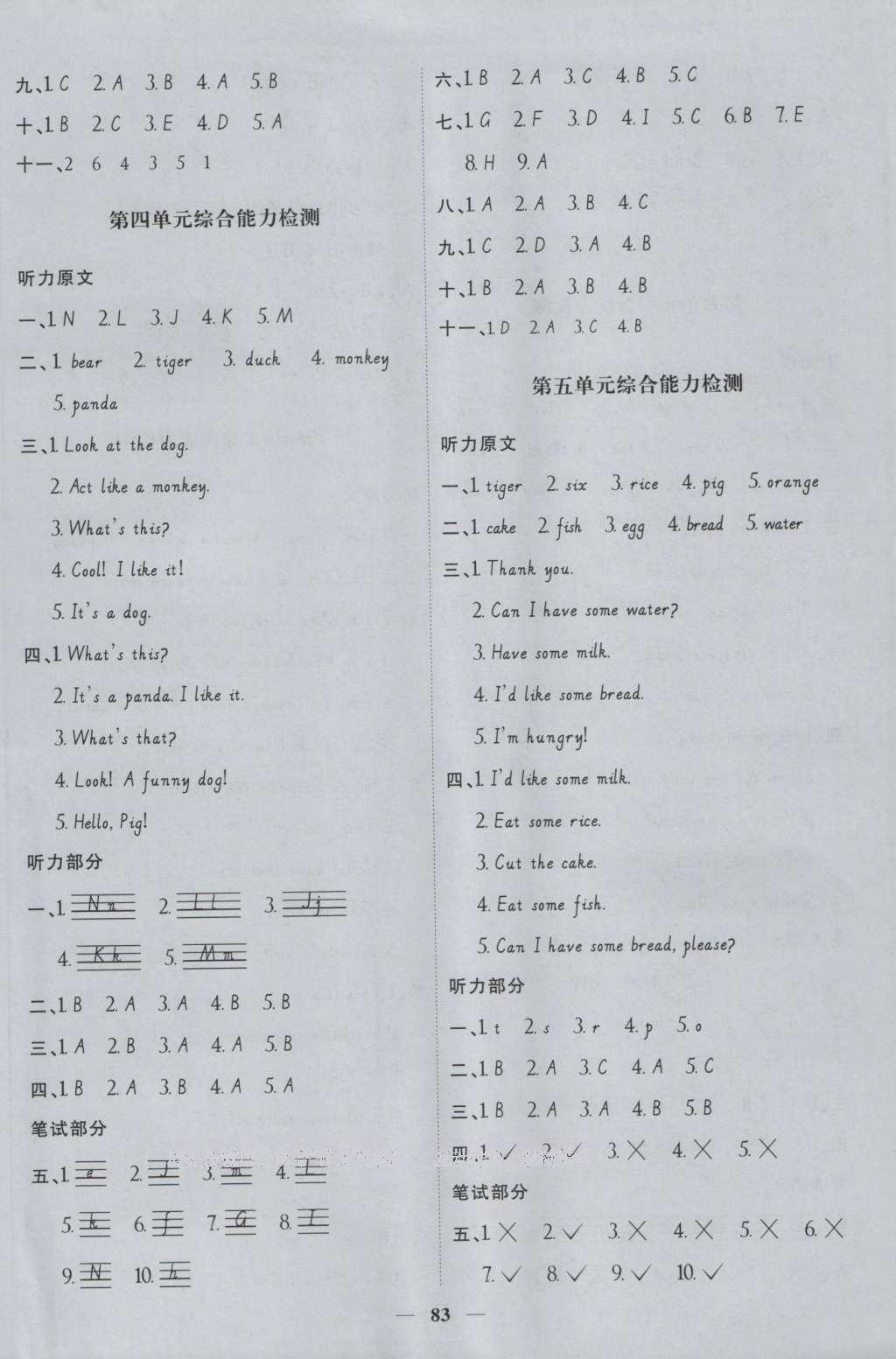 2016年陽光課堂課時(shí)優(yōu)化作業(yè)三年級英語上冊人教PEP版 參考答案第9頁