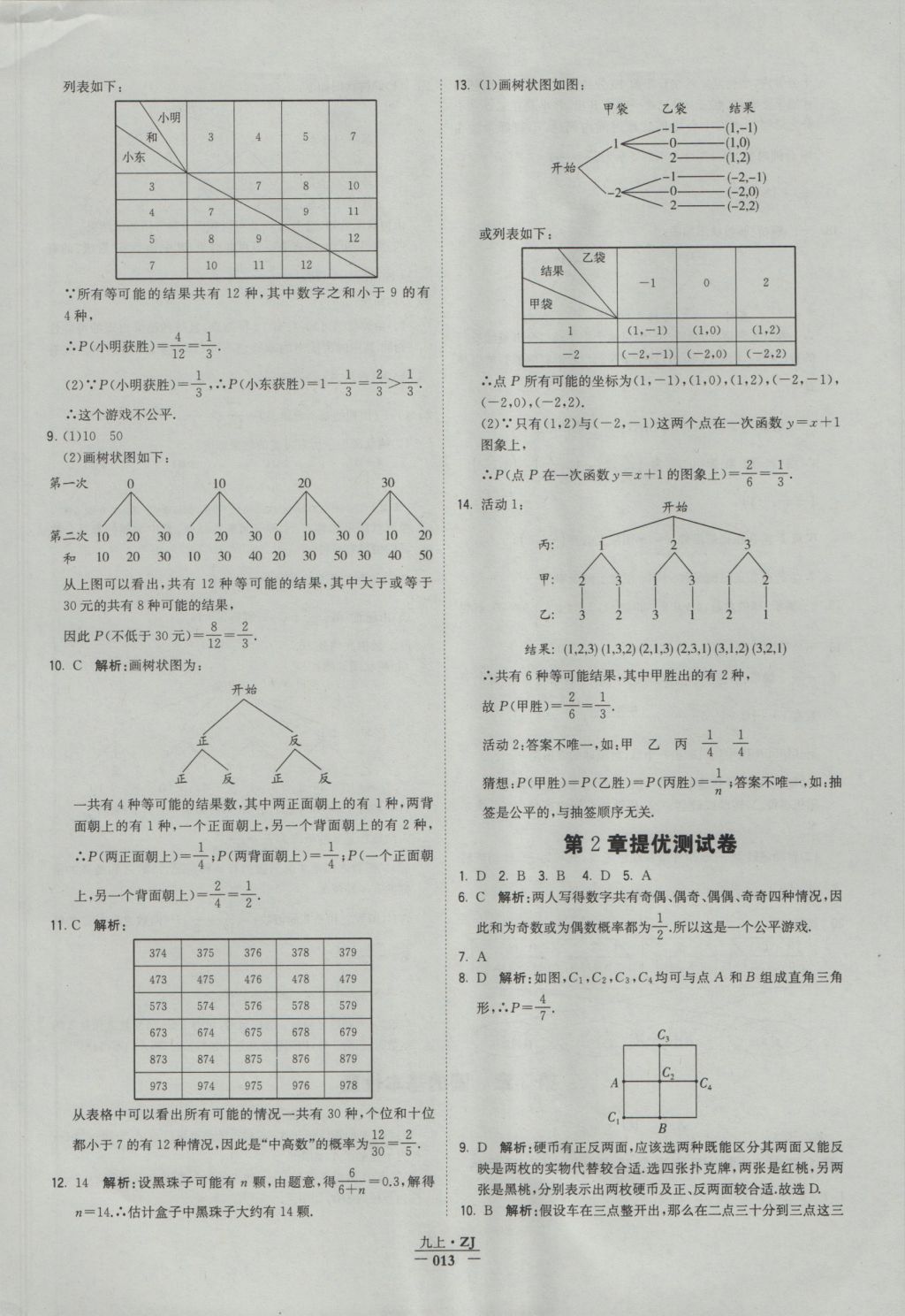 2016年经纶学典学霸九年级数学浙教版浙江专用 参考答案第13页