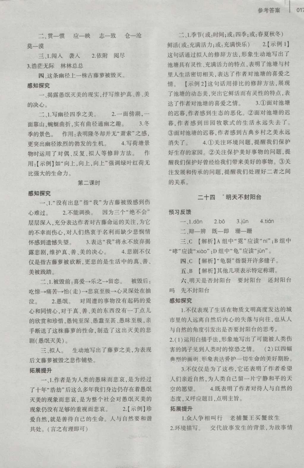 2016年基礎訓練八年級語文上冊蘇教版大象出版社 參考答案第17頁