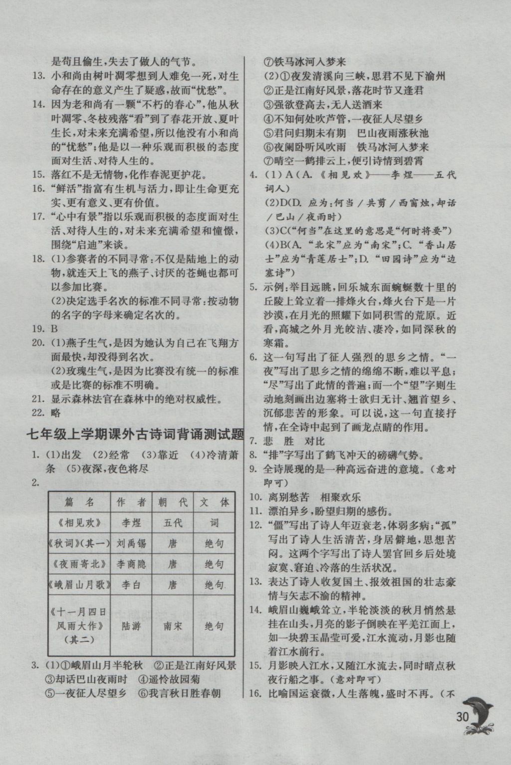 2016年實(shí)驗(yàn)班提優(yōu)訓(xùn)練七年級(jí)語(yǔ)文上冊(cè)人教版 參考答案第30頁(yè)