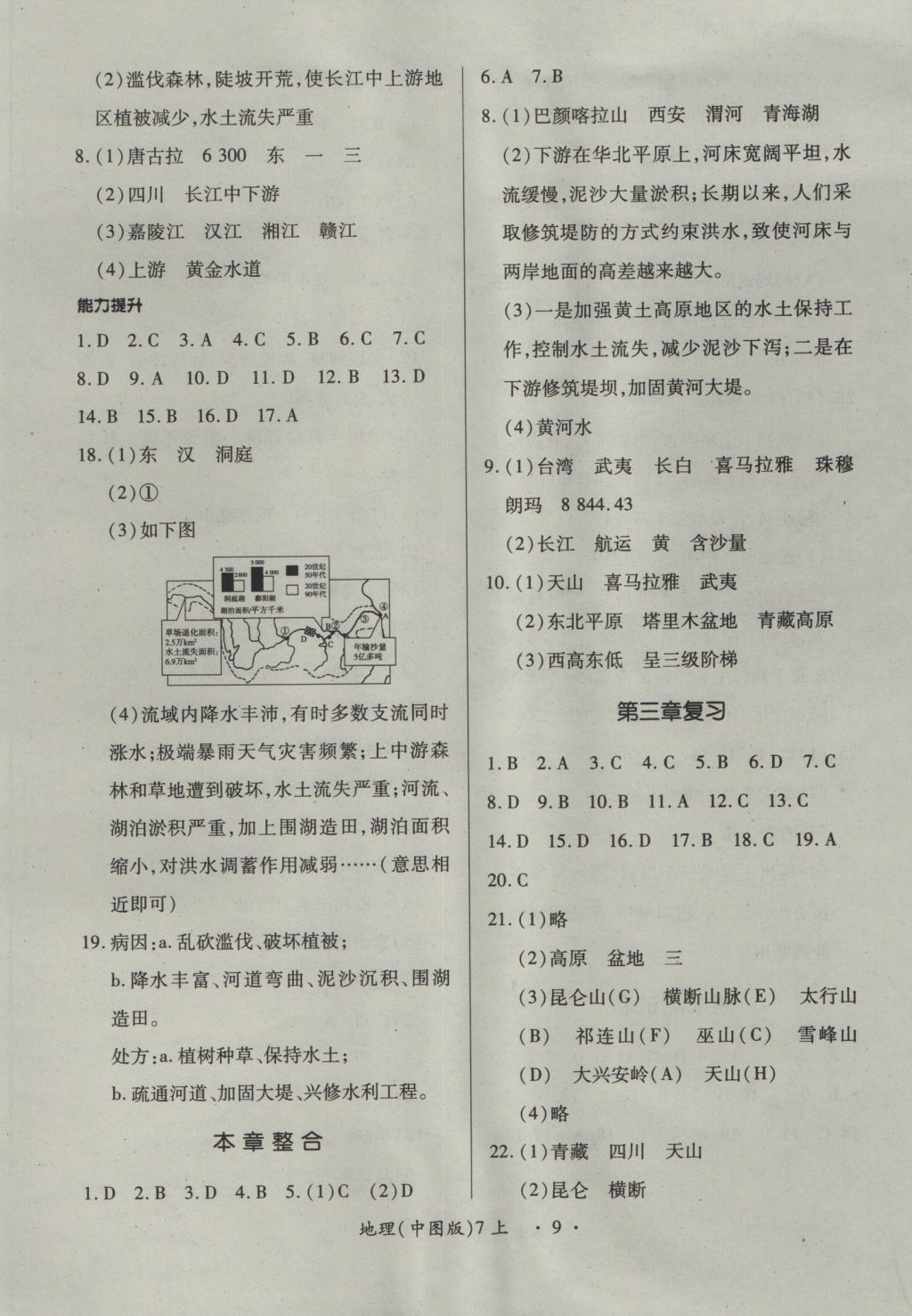 2016年一課一練創(chuàng)新練習(xí)七年級地理上冊中圖版 參考答案第9頁