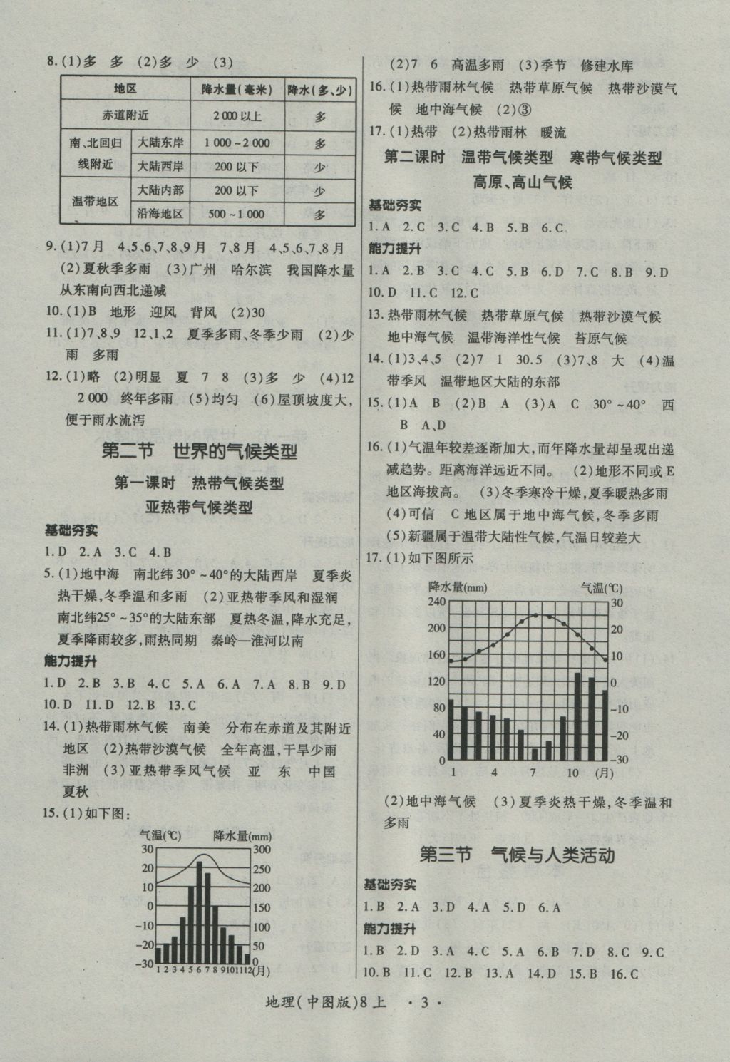 2016年一課一練創(chuàng)新練習(xí)八年級地理上冊中圖版 參考答案第3頁