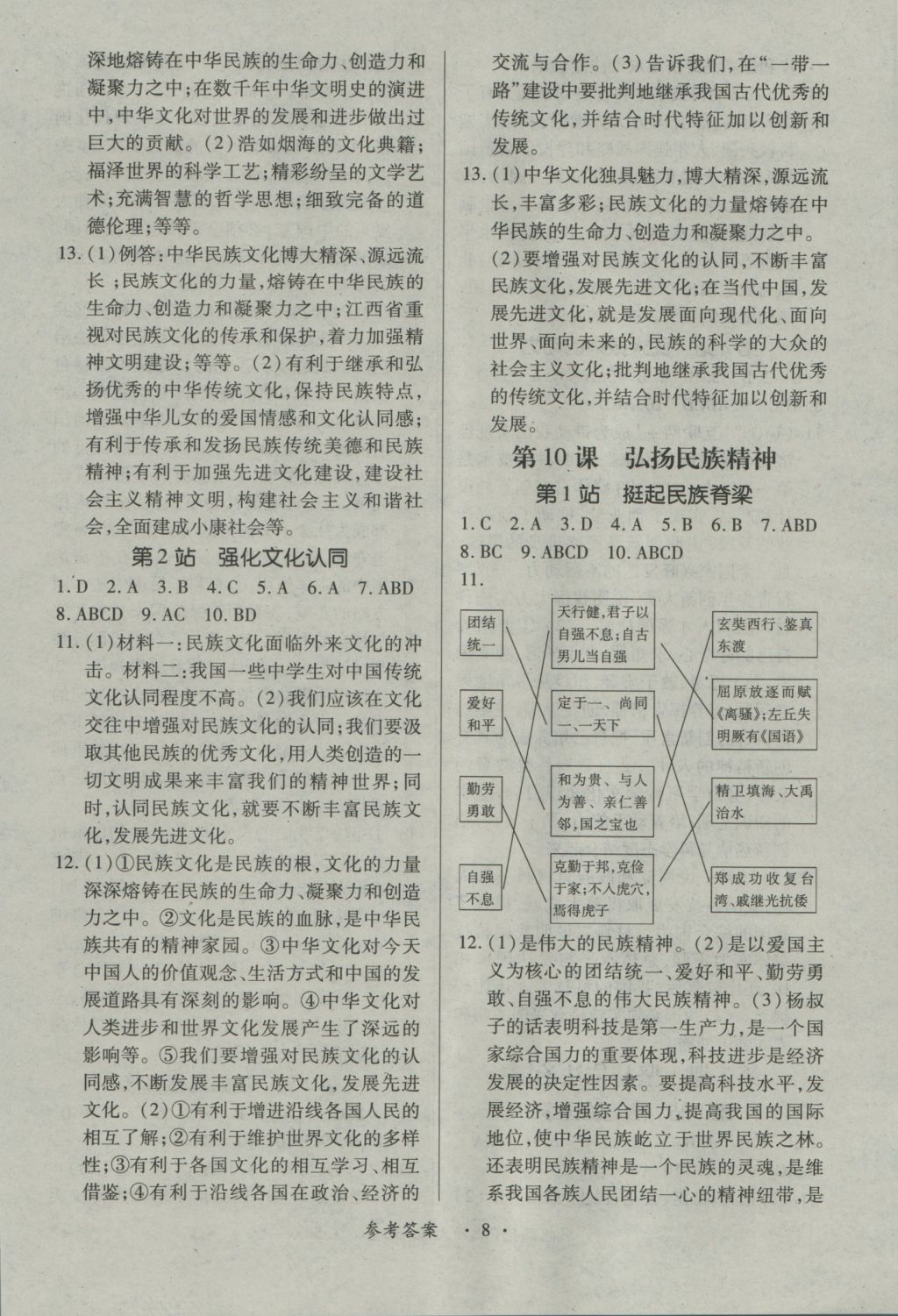 2016年一課一練創(chuàng)新練習(xí)九年級(jí)思想品德全一冊(cè)北師大版 參考答案第8頁