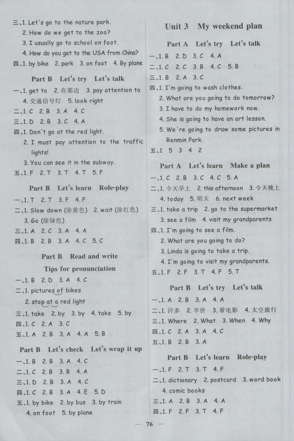 2016年陽(yáng)光課堂課時(shí)優(yōu)化作業(yè)六年級(jí)英語(yǔ)上冊(cè)人教PEP版 參考答案第2頁(yè)