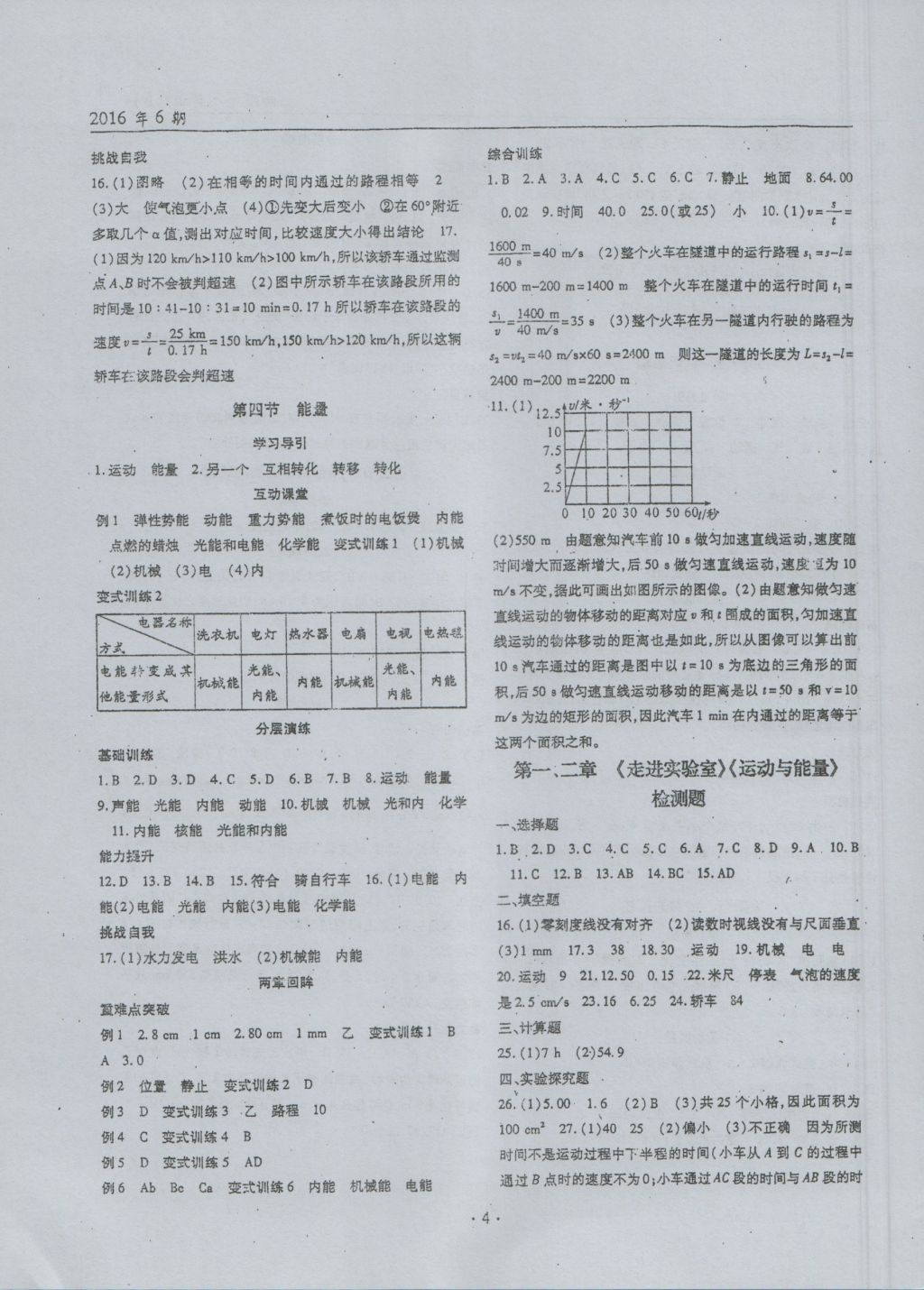 2016年理科愛好者八年級物理上冊第6期 參考答案第3頁