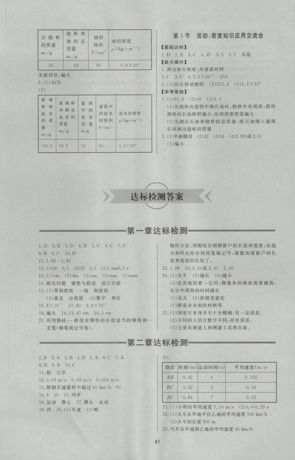 2016年新課程學(xué)習(xí)與檢測八年級物理上冊教科版 參考答案第5頁