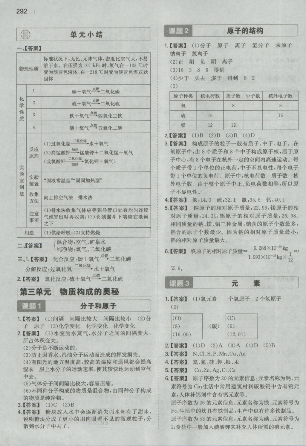 2016年一本初中化學(xué)九年級全一冊人教版 參考答案第68頁