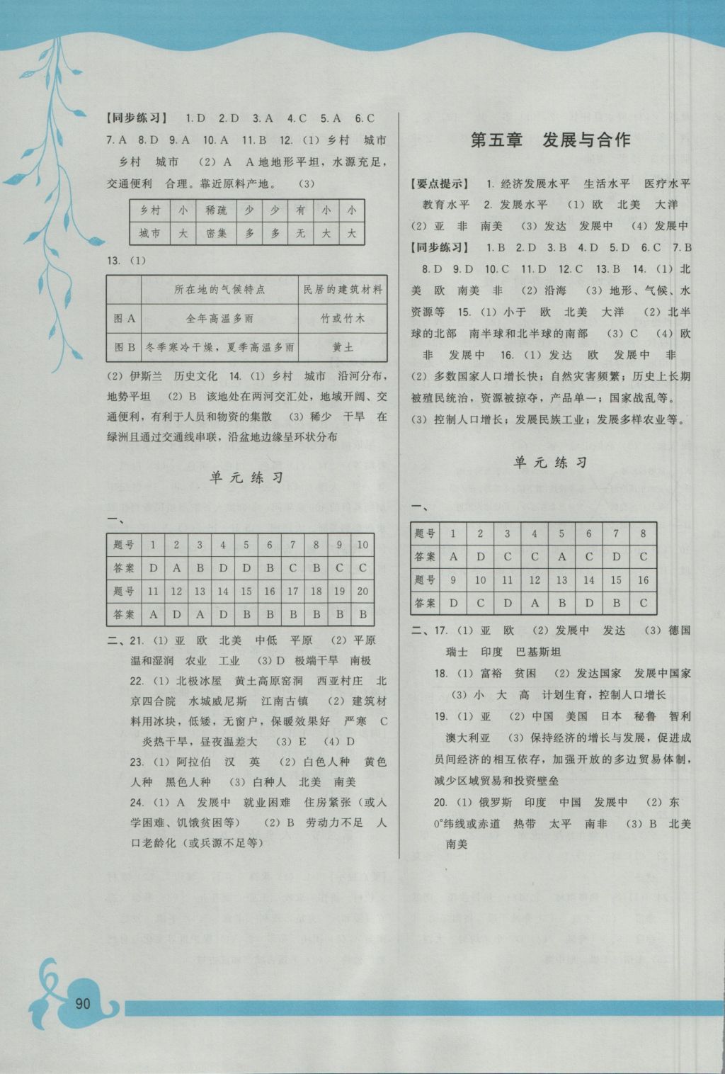 2016年顶尖课课练七年级地理上册人教版 参考答案第4页