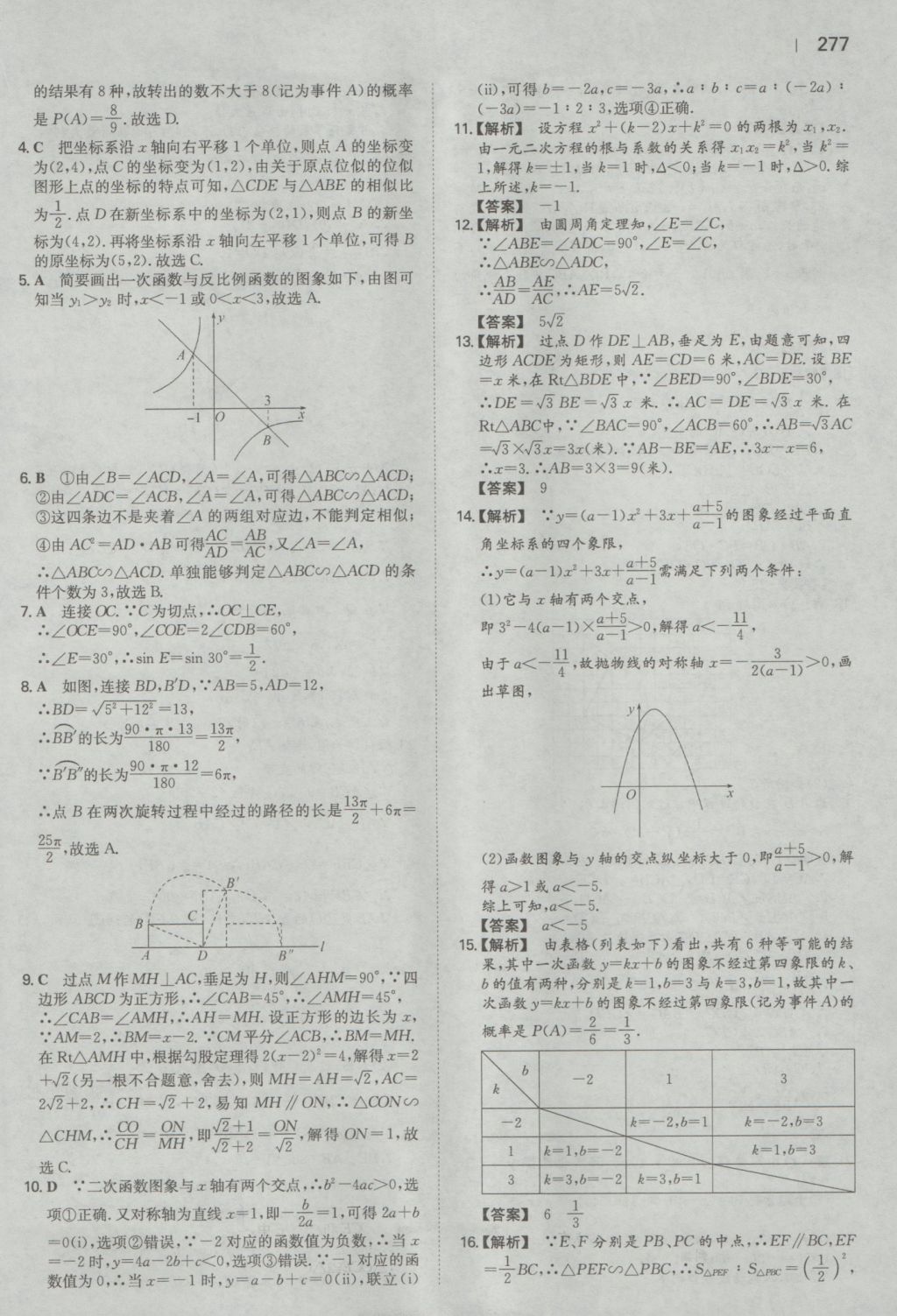 2016年一本初中数学九年级全一册人教版 参考答案第75页