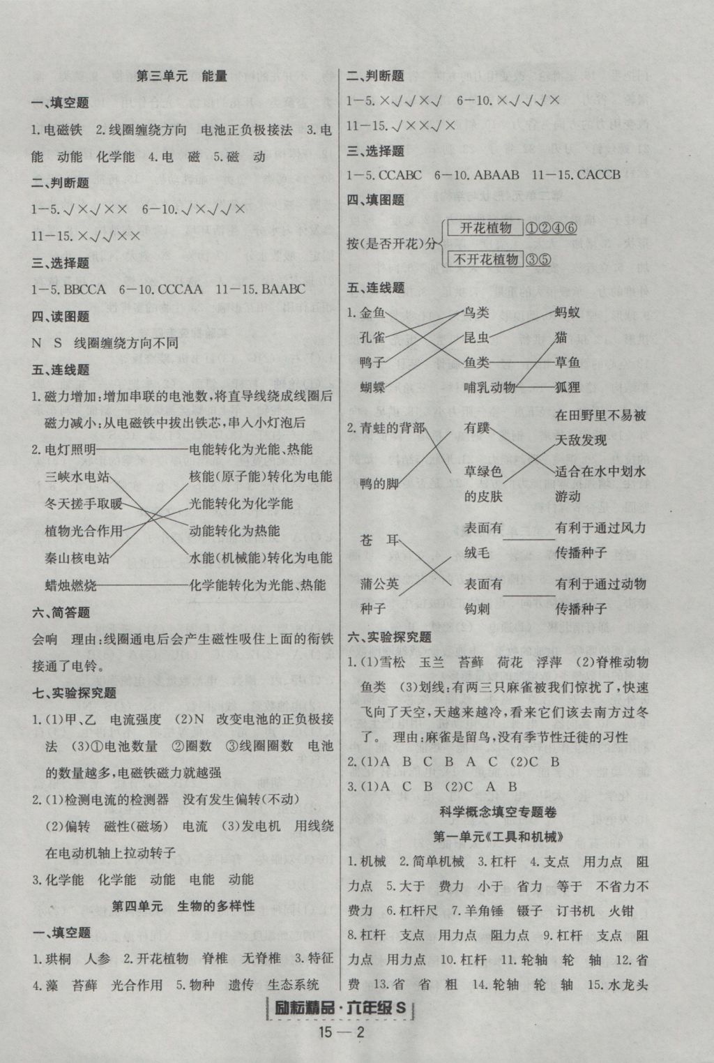 2016年勵(lì)耘書業(yè)浙江期末六年級(jí)科學(xué)上冊(cè)教科版 參考答案第2頁