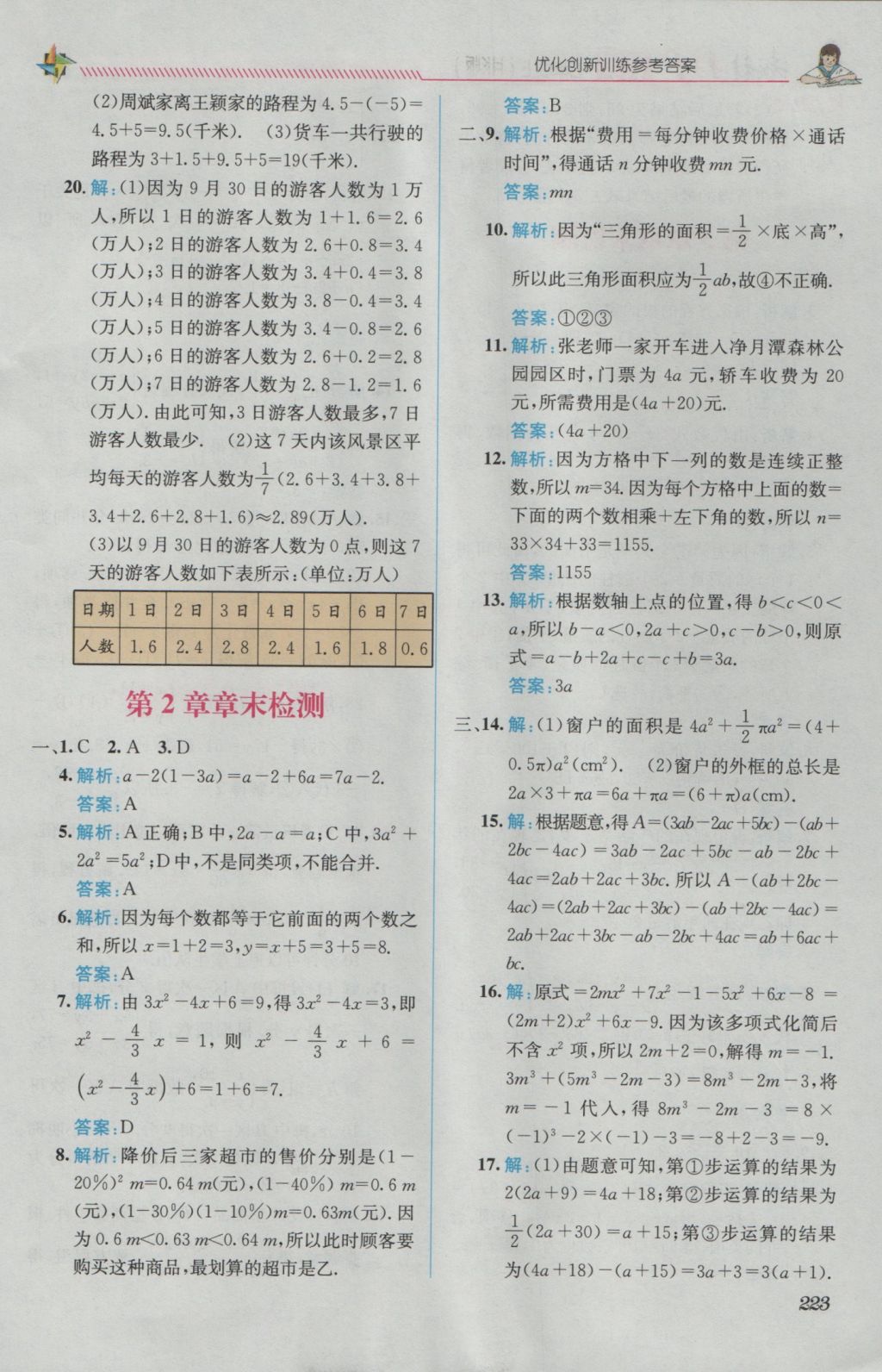 2016年教材1加1七年級數(shù)學上冊滬科版 優(yōu)化創(chuàng)新訓練答案第17頁