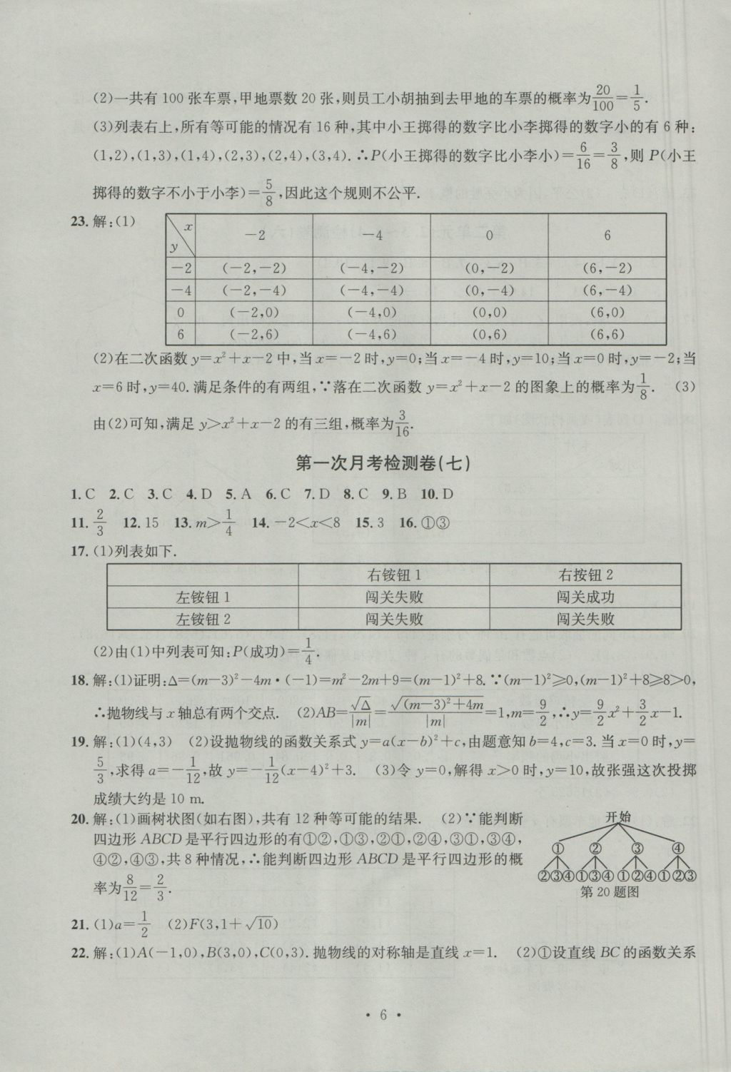 2016年習題E百檢測卷九年級數(shù)學全一冊浙教版 參考答案第6頁