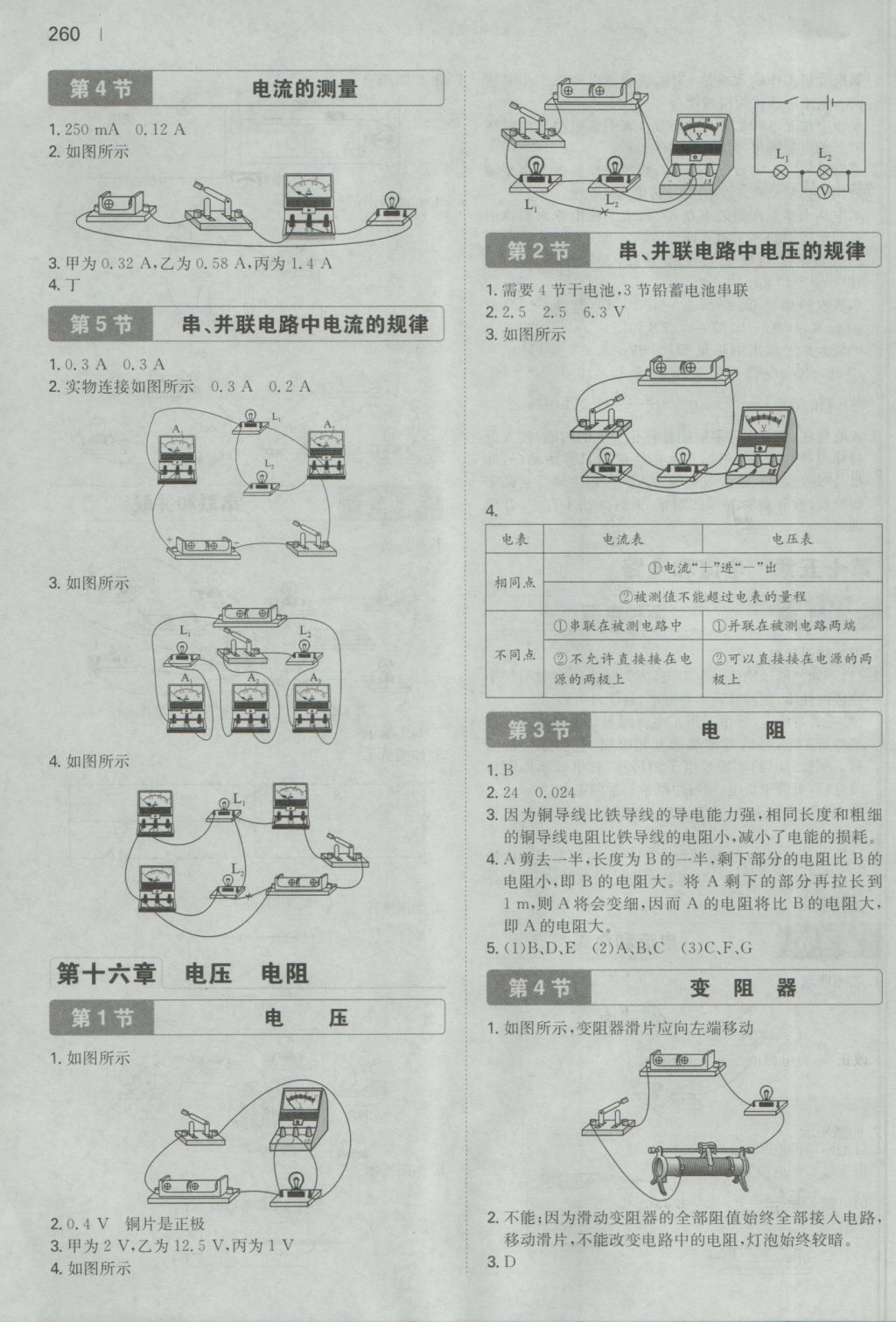 2016年一本初中物理九年級全一冊人教版 參考答案第58頁