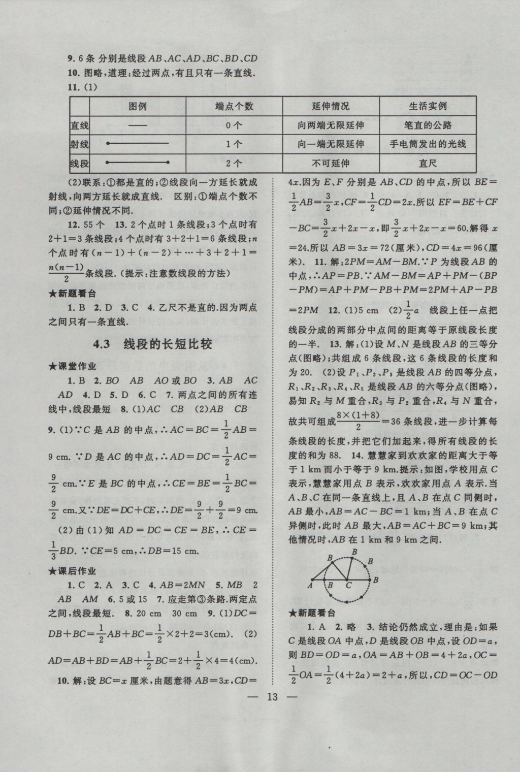 2016年启东黄冈作业本七年级数学上册沪科版 参考答案第13页