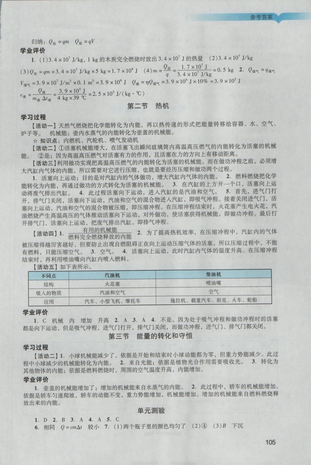 2016年阳光学业评价九年级物理上册人教版 参考答案第3页