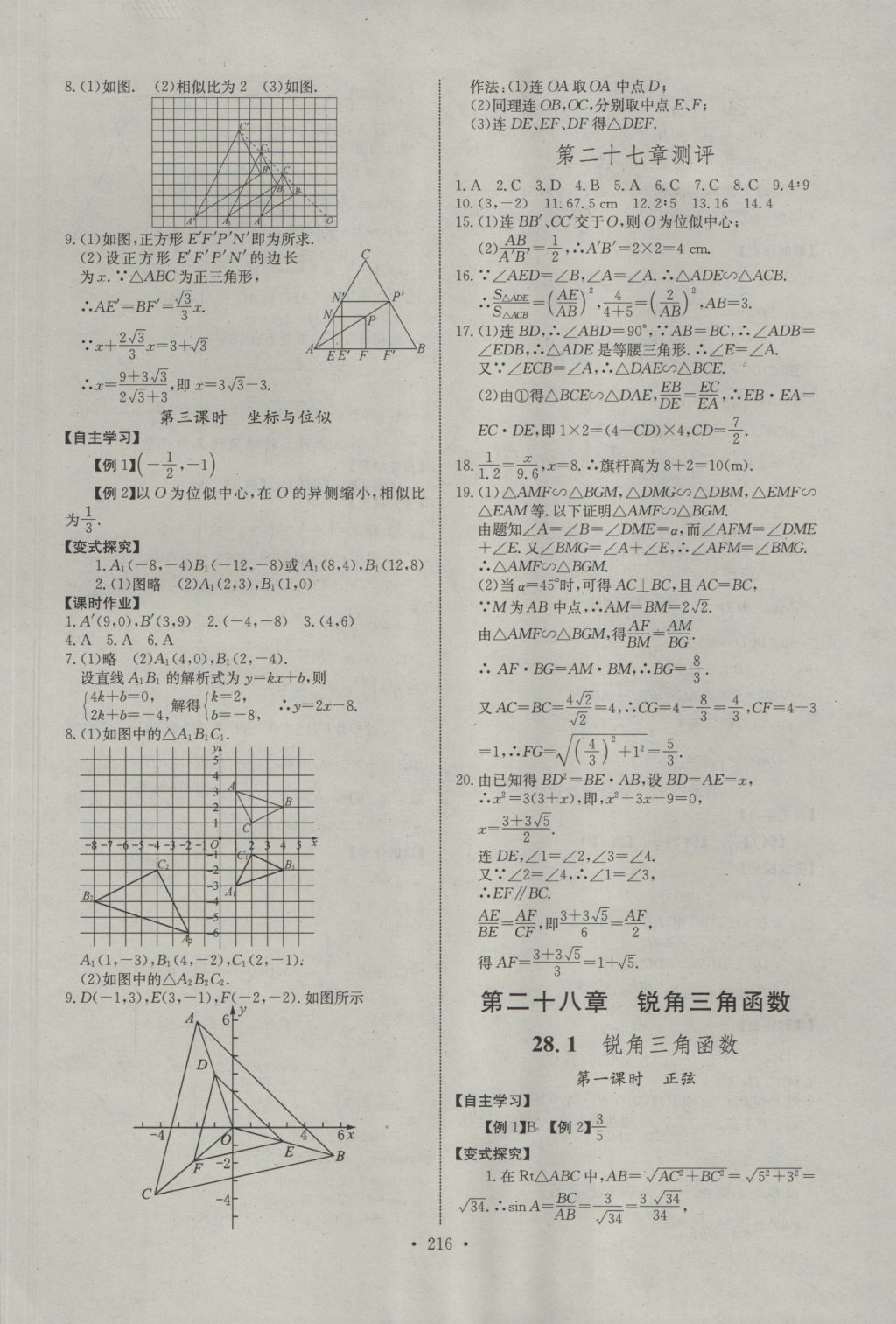 2016年長江全能學(xué)案同步練習(xí)冊九年級數(shù)學(xué)全一冊人教版 參考答案第22頁