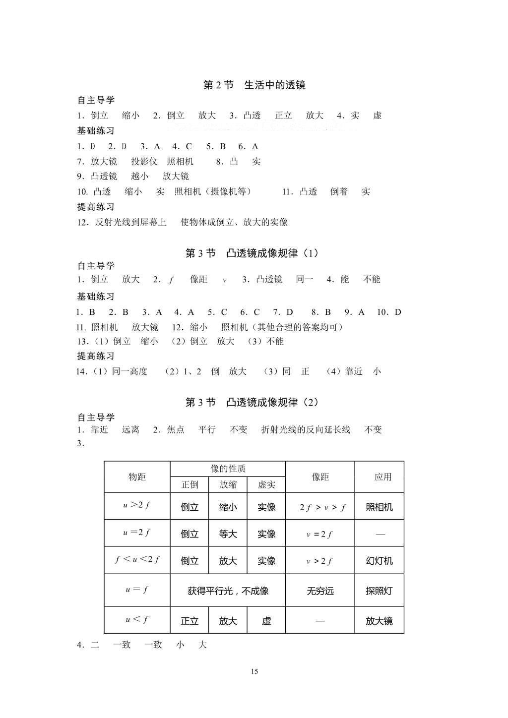 2016年知识与能力训练八年级物理上册人教版 参考答案第15页