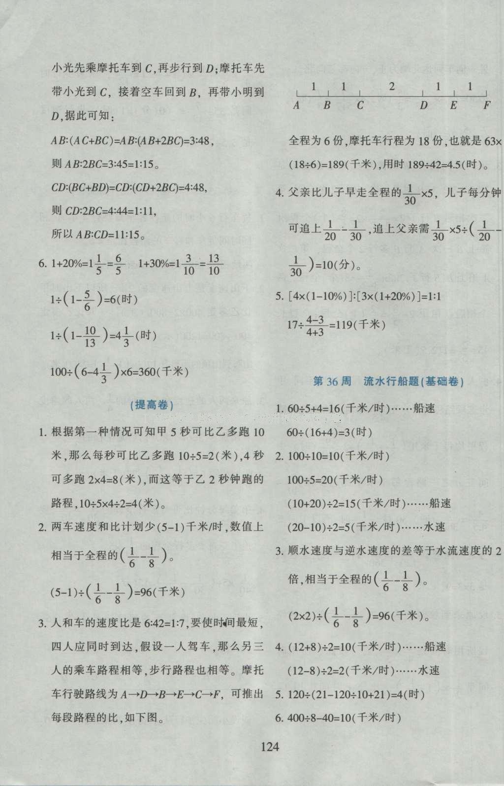 2015年小学奥数举一反三六年级B版&nbsp;参考答案第36页