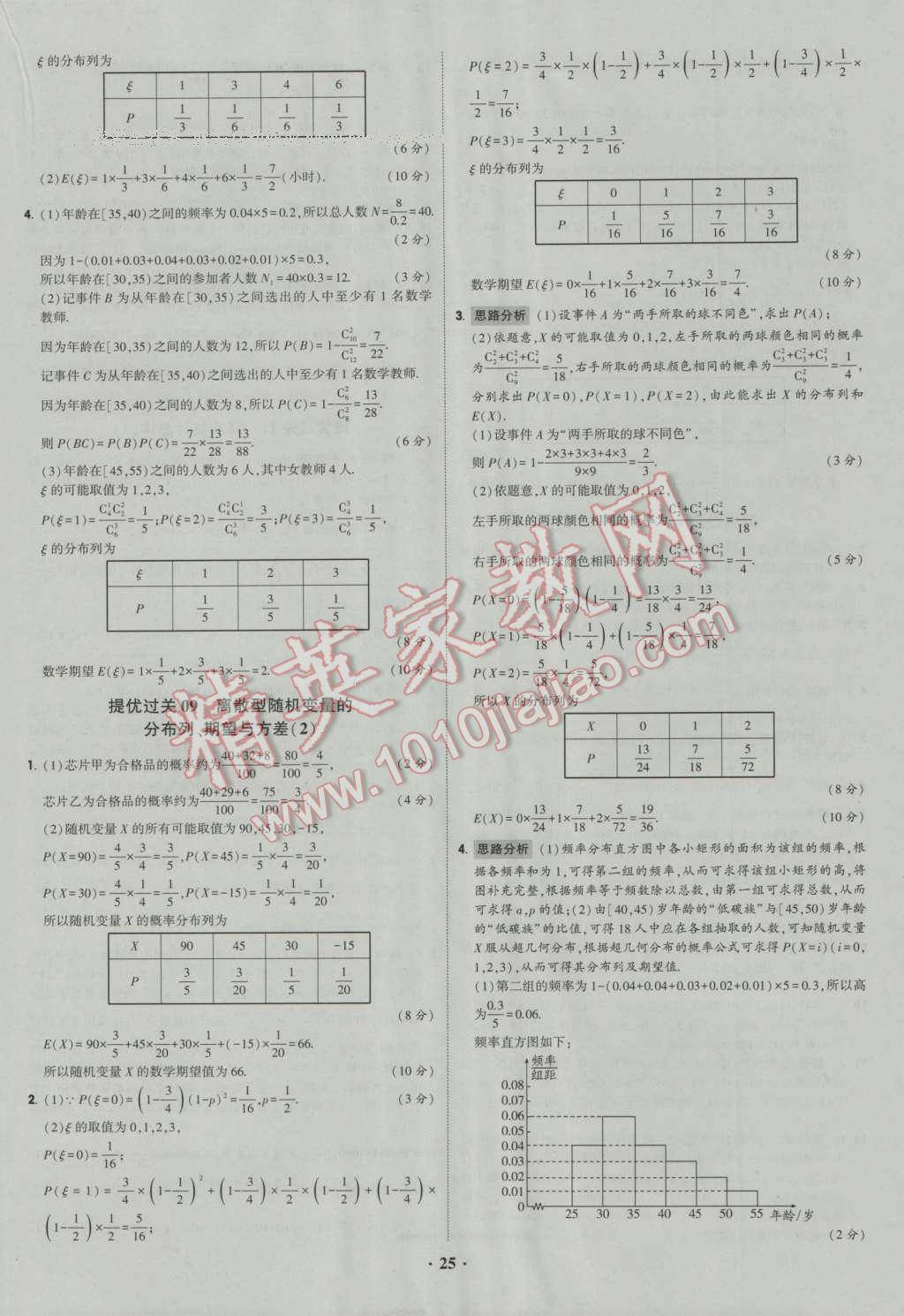 经纶学典黑白题高中数学6必修3选修1-2选修2-2选修2-3 参考答案第25页