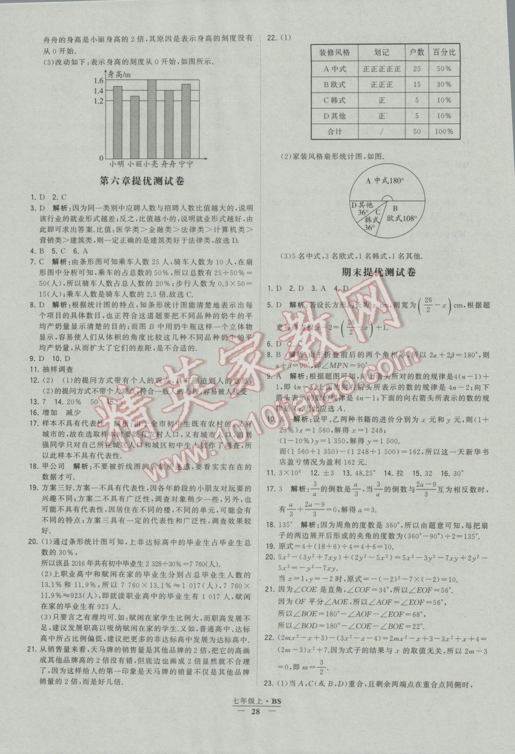 2016年经纶学典学霸七年级数学上册北师大版 参考答案第28页