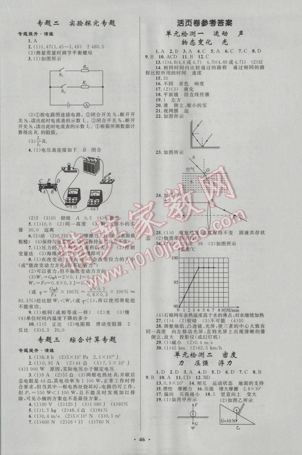 2017年初中總復(fù)習(xí)優(yōu)化設(shè)計(jì)物理人教版 參考答案第10頁