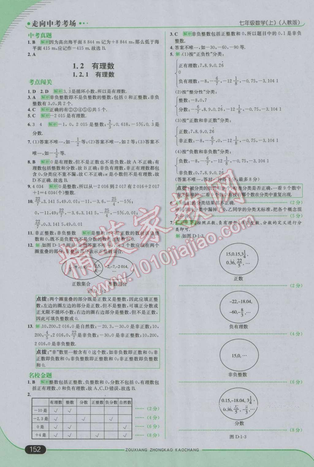 2016年走向中考考場七年級數(shù)學上冊人教版 參考答案第2頁