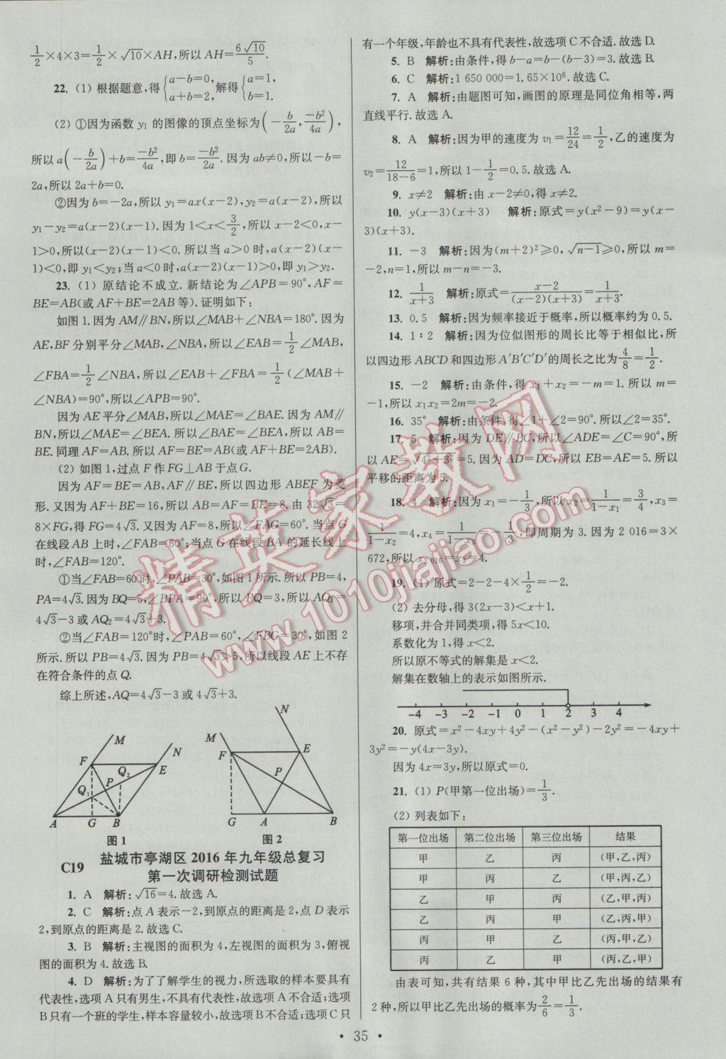 2017年江蘇13大市中考試卷與標(biāo)準(zhǔn)模擬優(yōu)化38套數(shù)學(xué)A版 參考答案第35頁(yè)