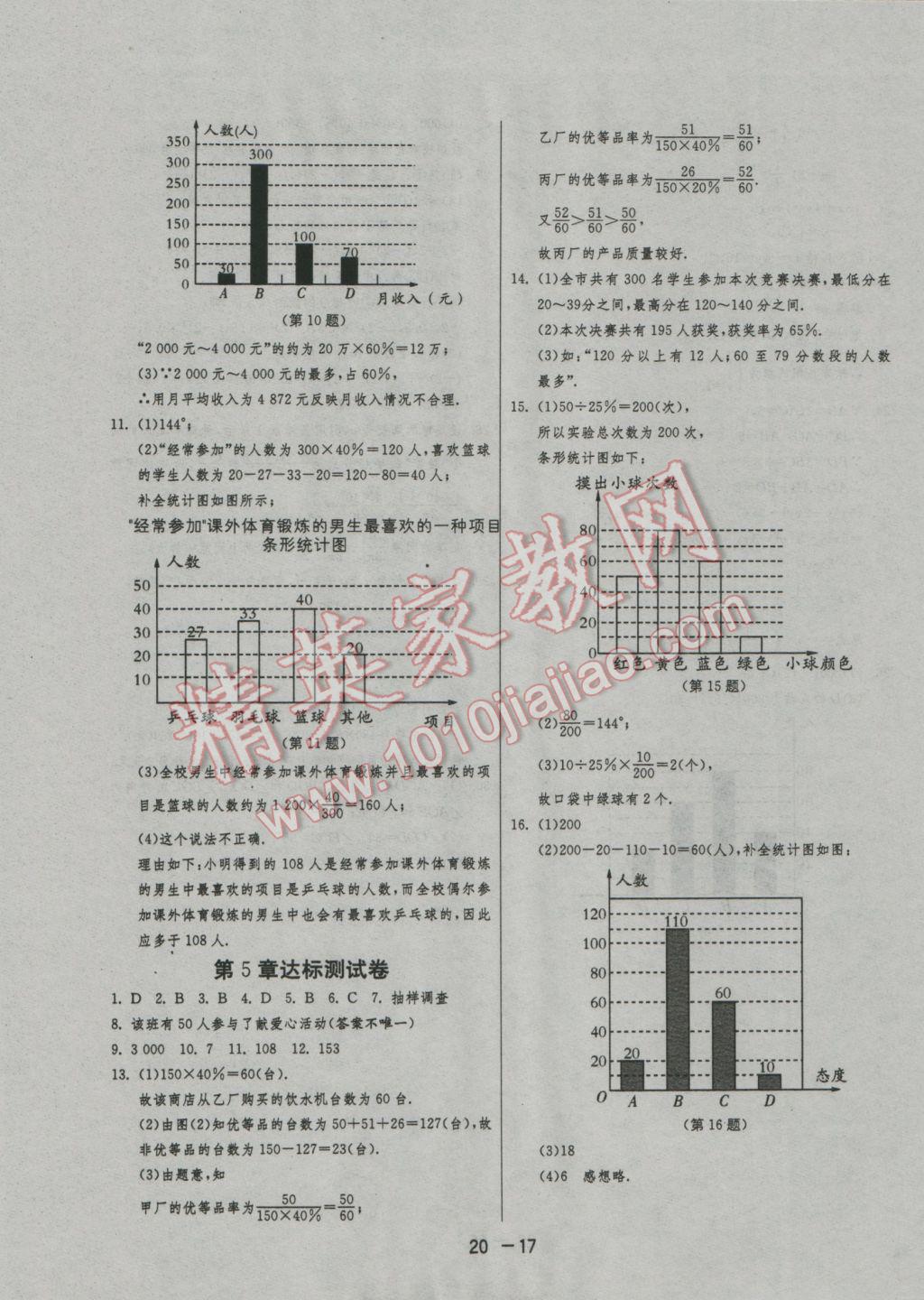 2016年1課3練單元達標測試七年級數(shù)學上冊滬科版 參考答案第17頁