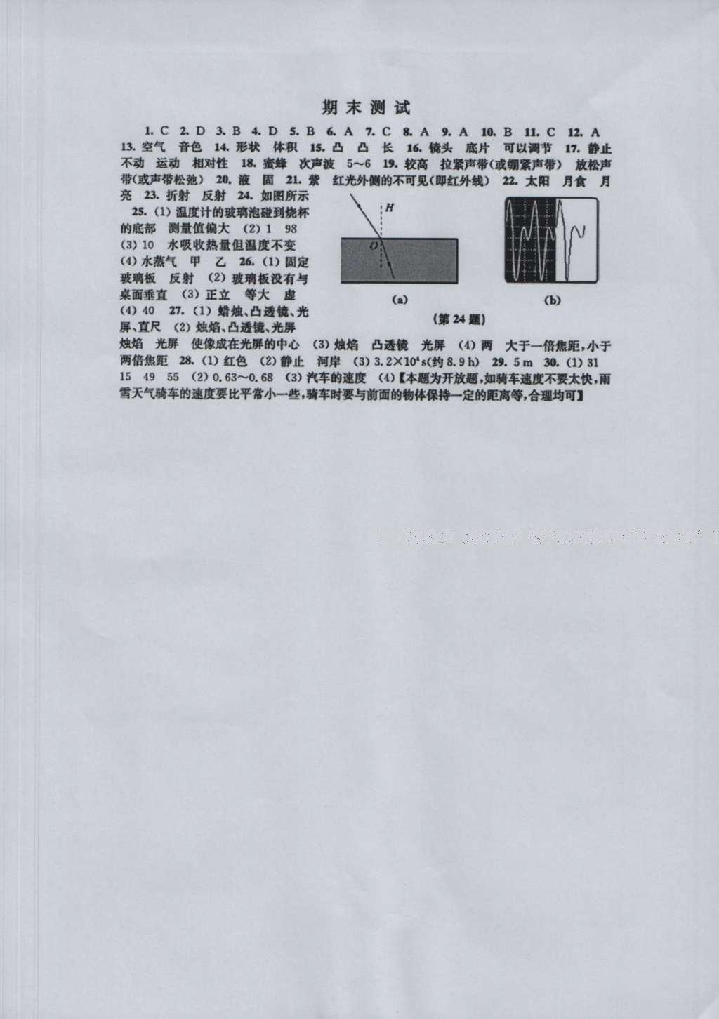 2016年補(bǔ)充習(xí)題八年級(jí)物理上冊(cè)蘇科版江蘇鳳凰科學(xué)技術(shù)出版社 參考答案第13頁(yè)