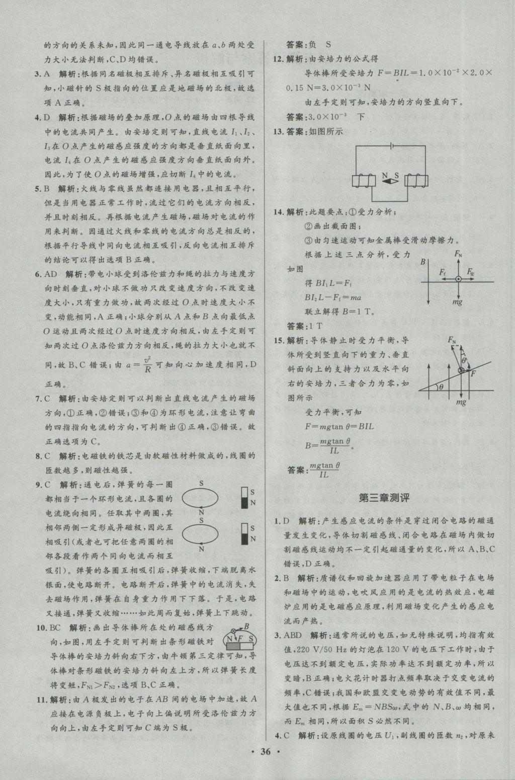 高中同步測(cè)控優(yōu)化設(shè)計(jì)物理選修1-1人教版市場(chǎng)版 參考答案第36頁(yè)