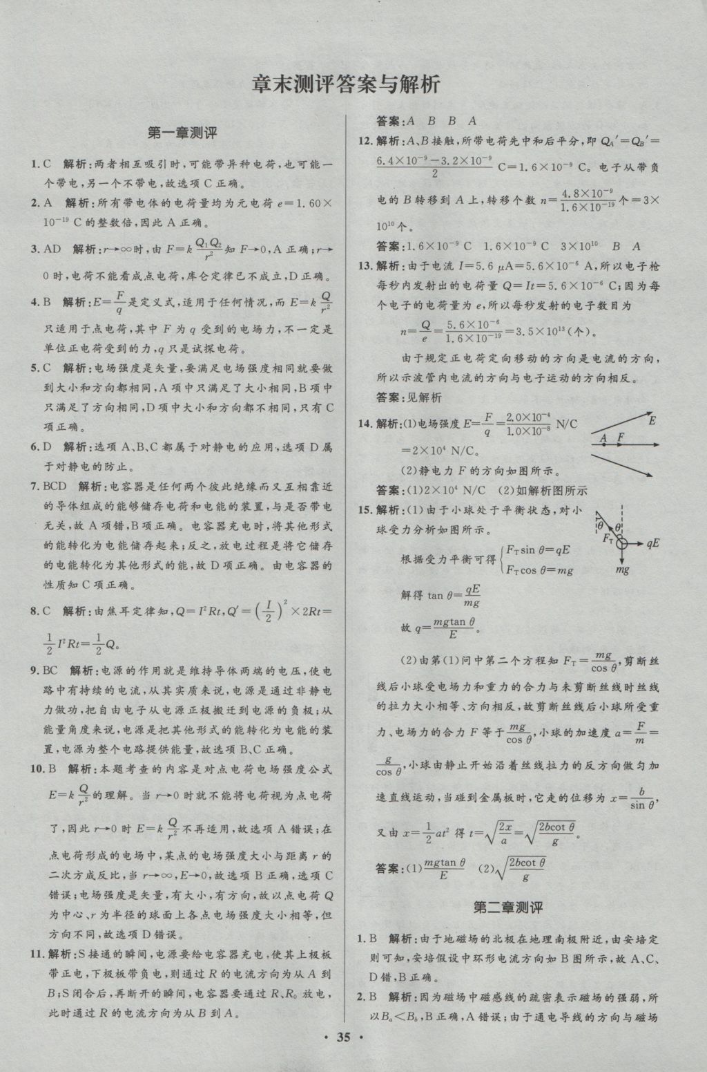 高中同步測(cè)控優(yōu)化設(shè)計(jì)物理選修1-1人教版市場(chǎng)版 參考答案第35頁(yè)