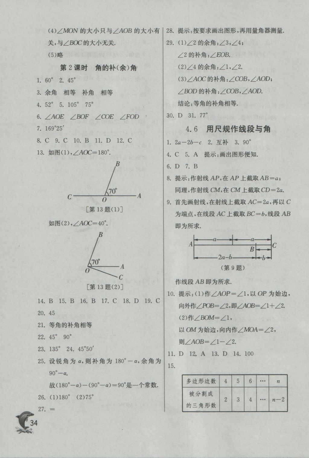 2016年實驗班提優(yōu)訓(xùn)練七年級數(shù)學(xué)上冊蘇科版 參考答案第34頁