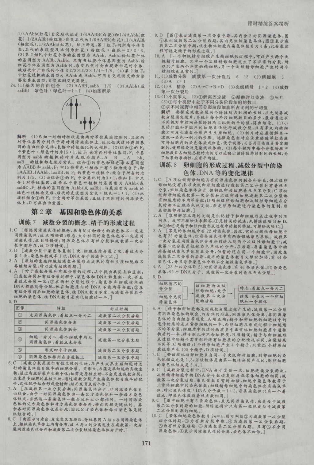 創(chuàng)新設計課堂講義生物必修2人教版 參考答案第18頁