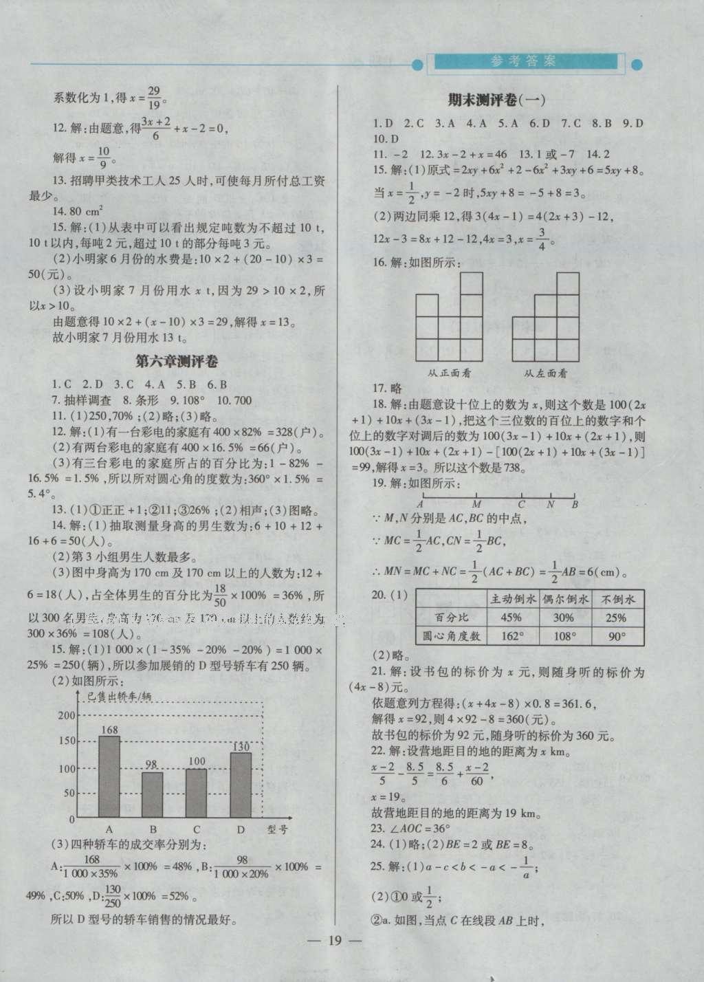 2016年績優(yōu)學(xué)案七年級數(shù)學(xué)上冊北師大版 參考答案第21頁