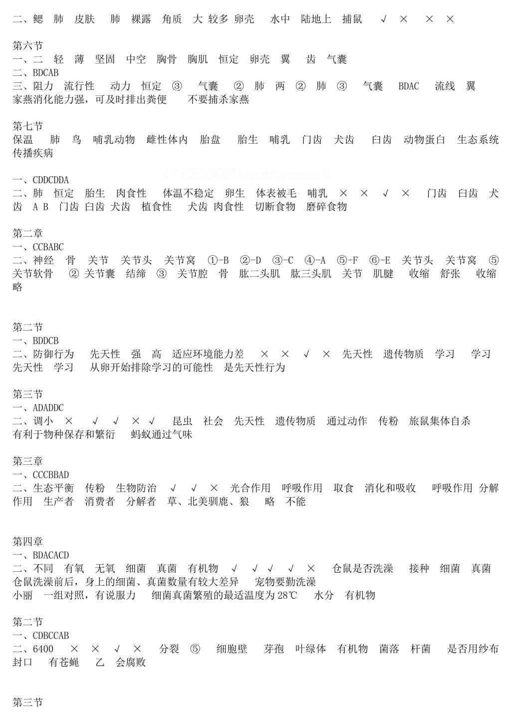 2016年基礎(chǔ)訓(xùn)練八年級(jí)生物學(xué)上冊(cè)人教版河南省內(nèi)使用 參考答案第2頁(yè)