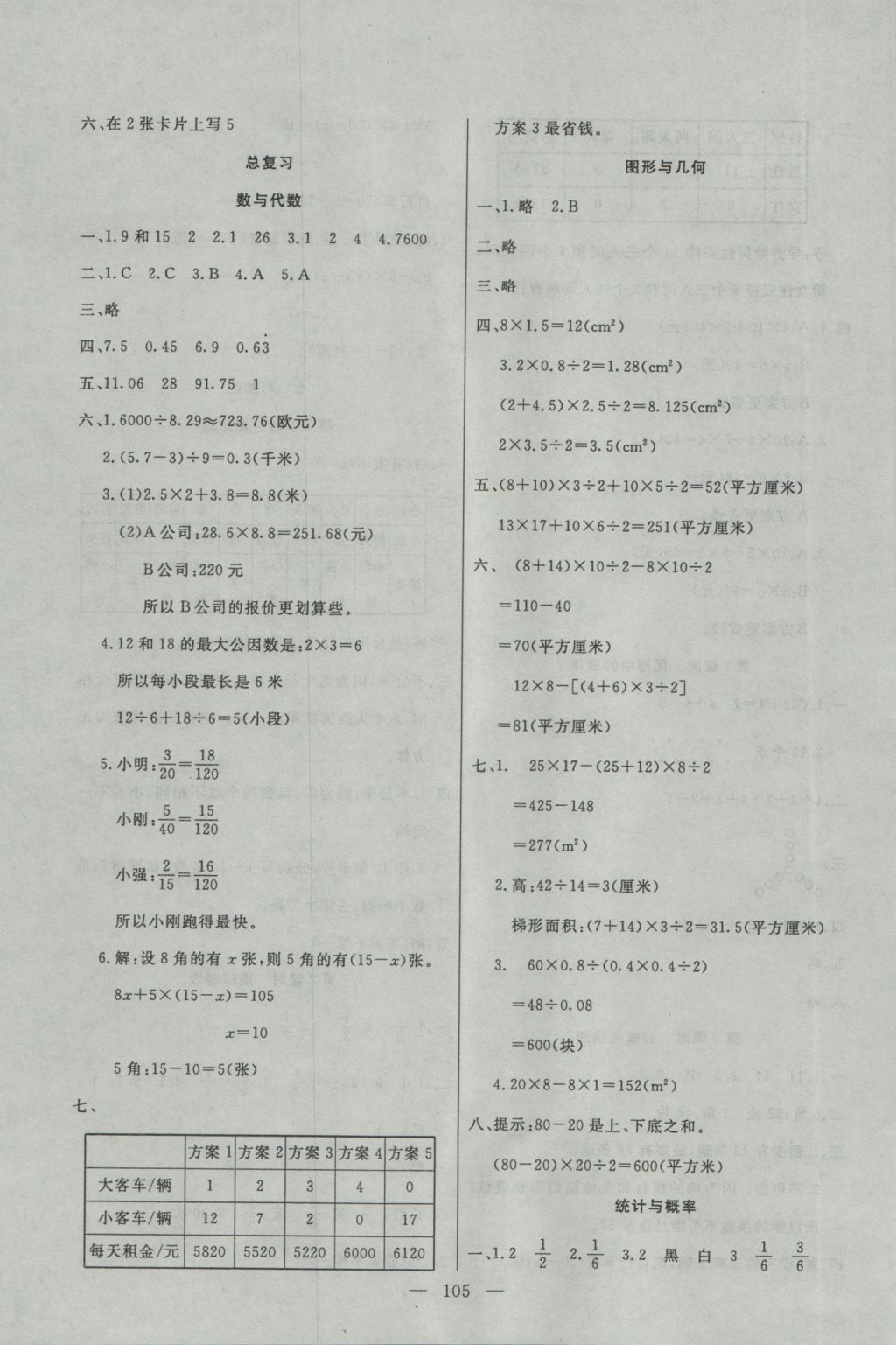 2016年百分學(xué)生作業(yè)本題練王五年級(jí)數(shù)學(xué)上冊(cè)北師大版 參考答案第11頁(yè)