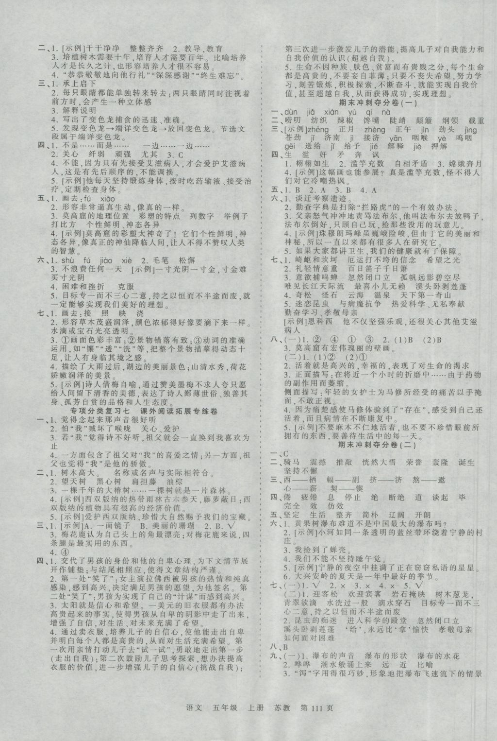 2016年王朝霞考點(diǎn)梳理時(shí)習(xí)卷五年級(jí)語(yǔ)文上冊(cè)蘇教版 參考答案第7頁(yè)