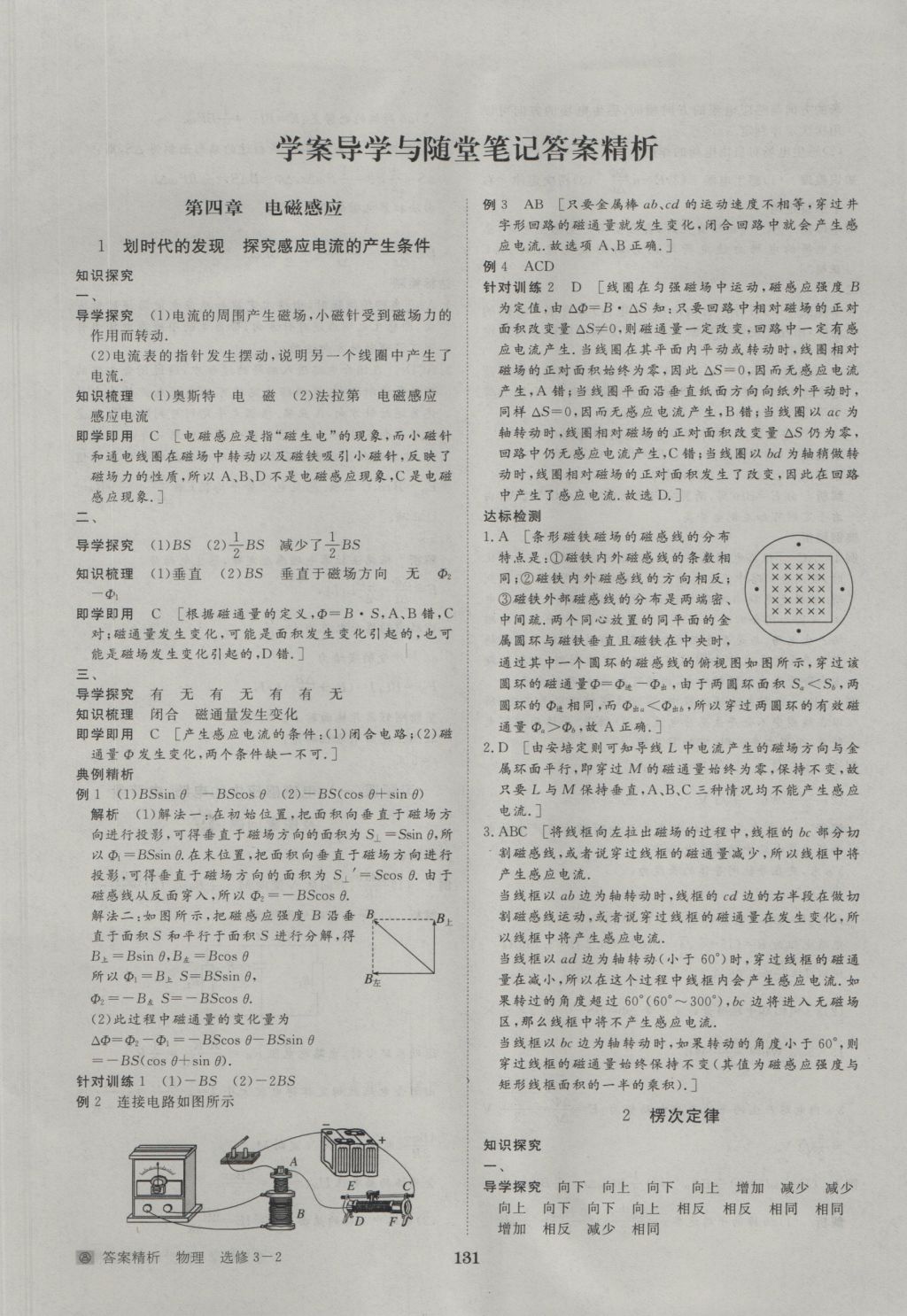 步步高學(xué)案導(dǎo)學(xué)與隨堂筆記物理選修3-2人教版 參考答案第1頁