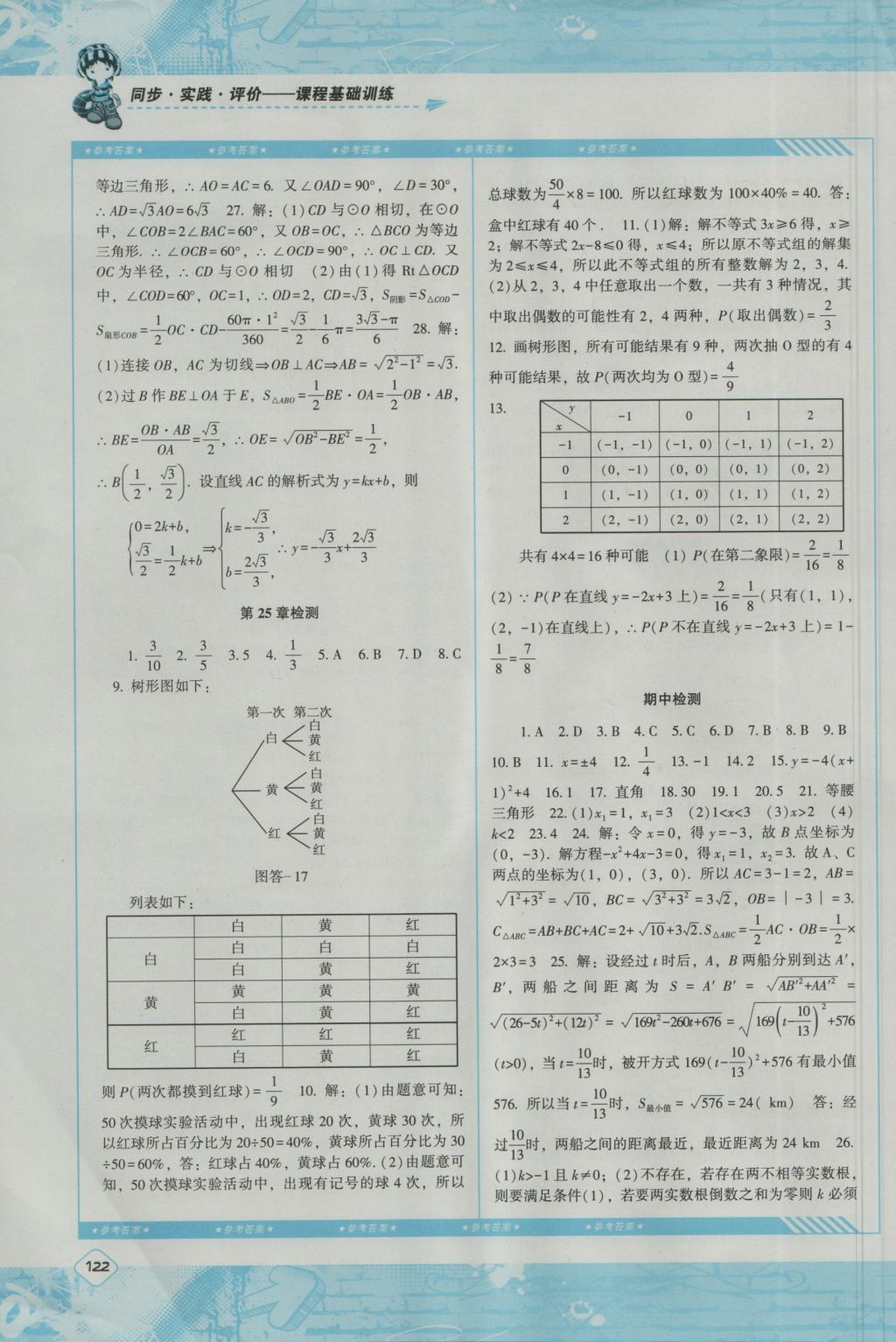 2016年課程基礎(chǔ)訓(xùn)練九年級(jí)數(shù)學(xué)上冊(cè)人教版湖南少年兒童出版社 參考答案第12頁