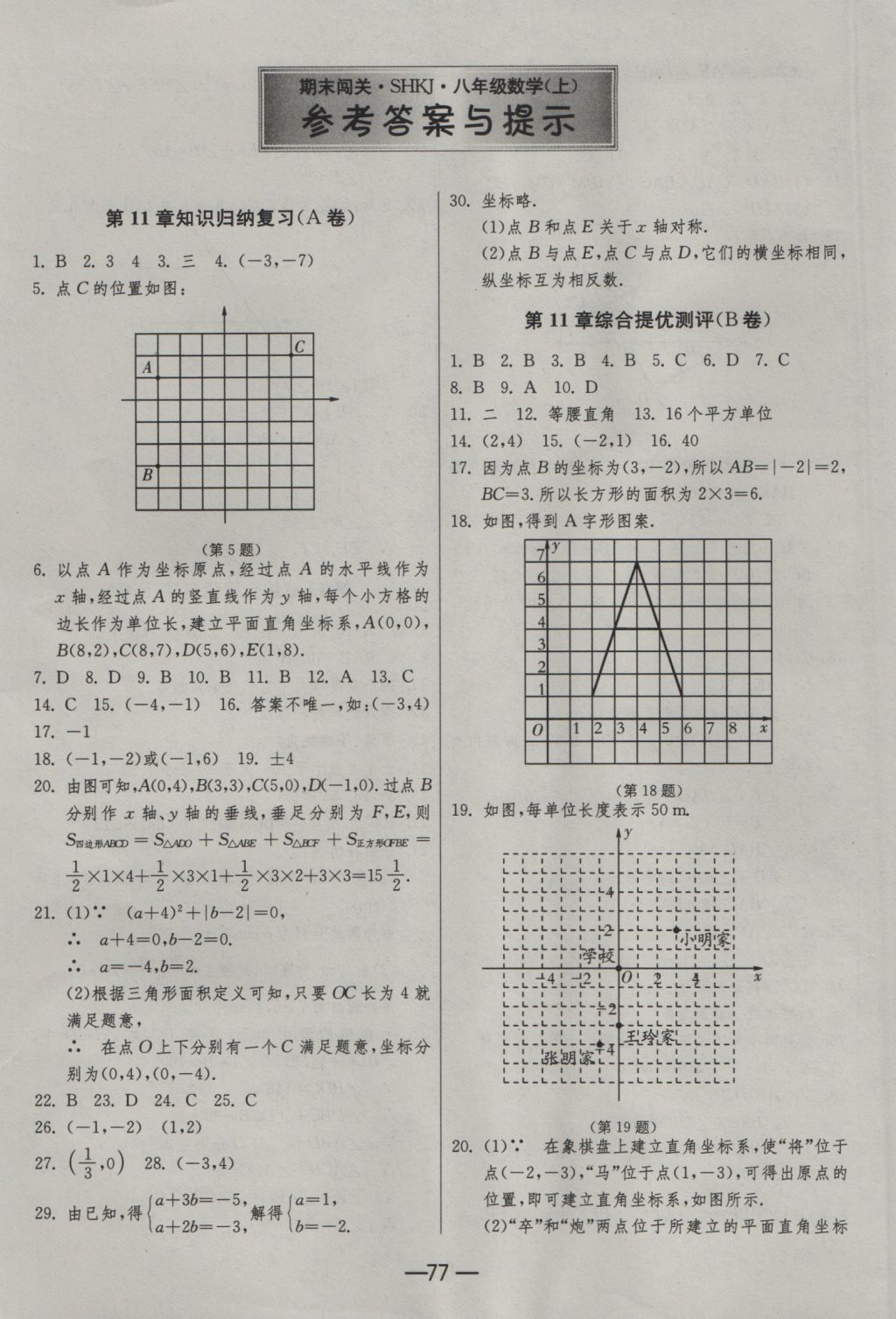 2016年期末闖關(guān)沖刺100分八年級數(shù)學(xué)上冊滬科版 參考答案第1頁