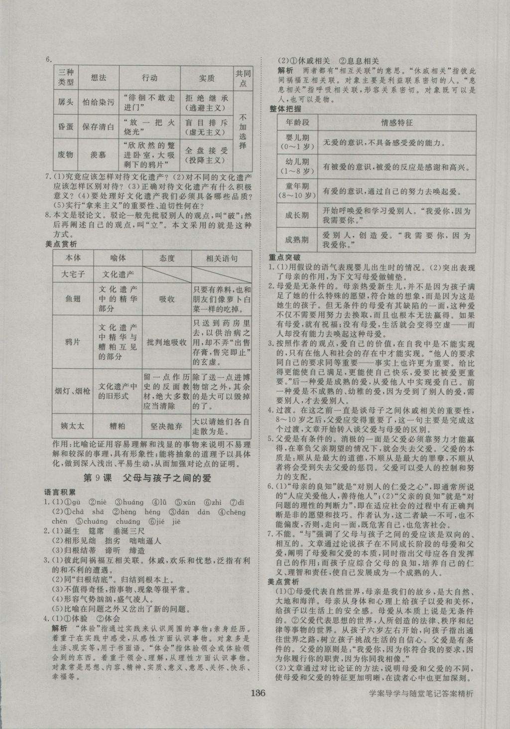 步步高學(xué)案導(dǎo)學(xué)與隨堂筆記語文必修4人教版 參考答案第8頁