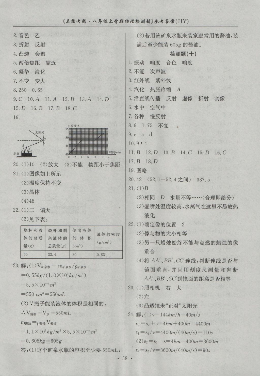 2016年名?？碱}八年級(jí)物理上冊(cè)滬粵版 參考答案第6頁