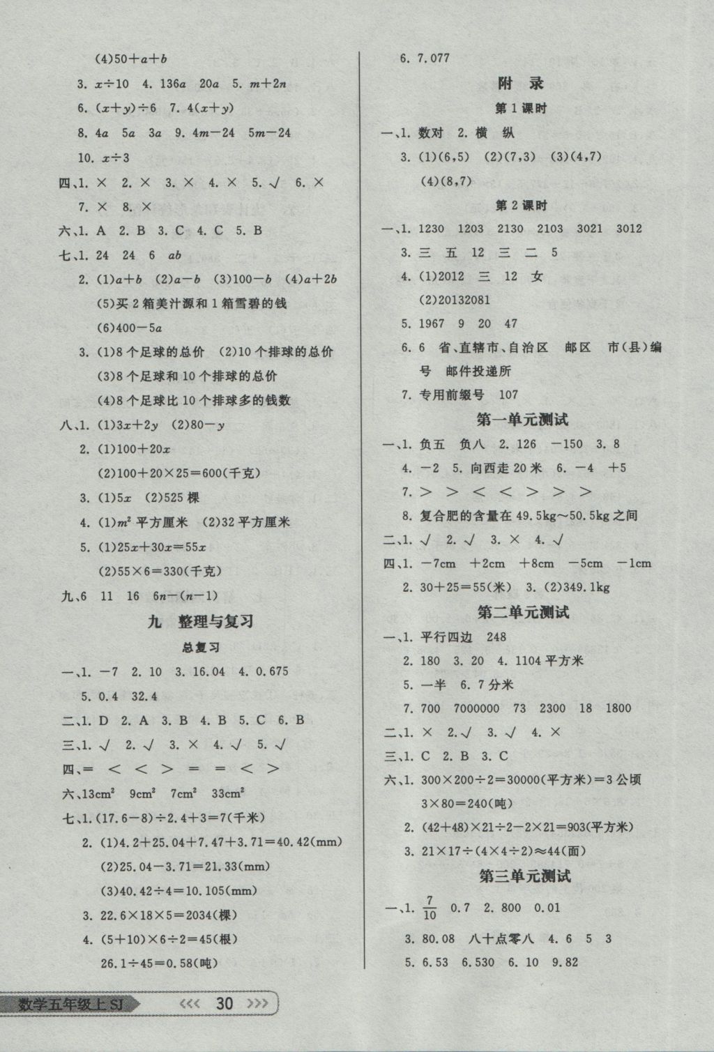 2016年小學(xué)生學(xué)習(xí)樂園隨堂練五年級(jí)數(shù)學(xué)上冊(cè)蘇教版 參考答案第6頁