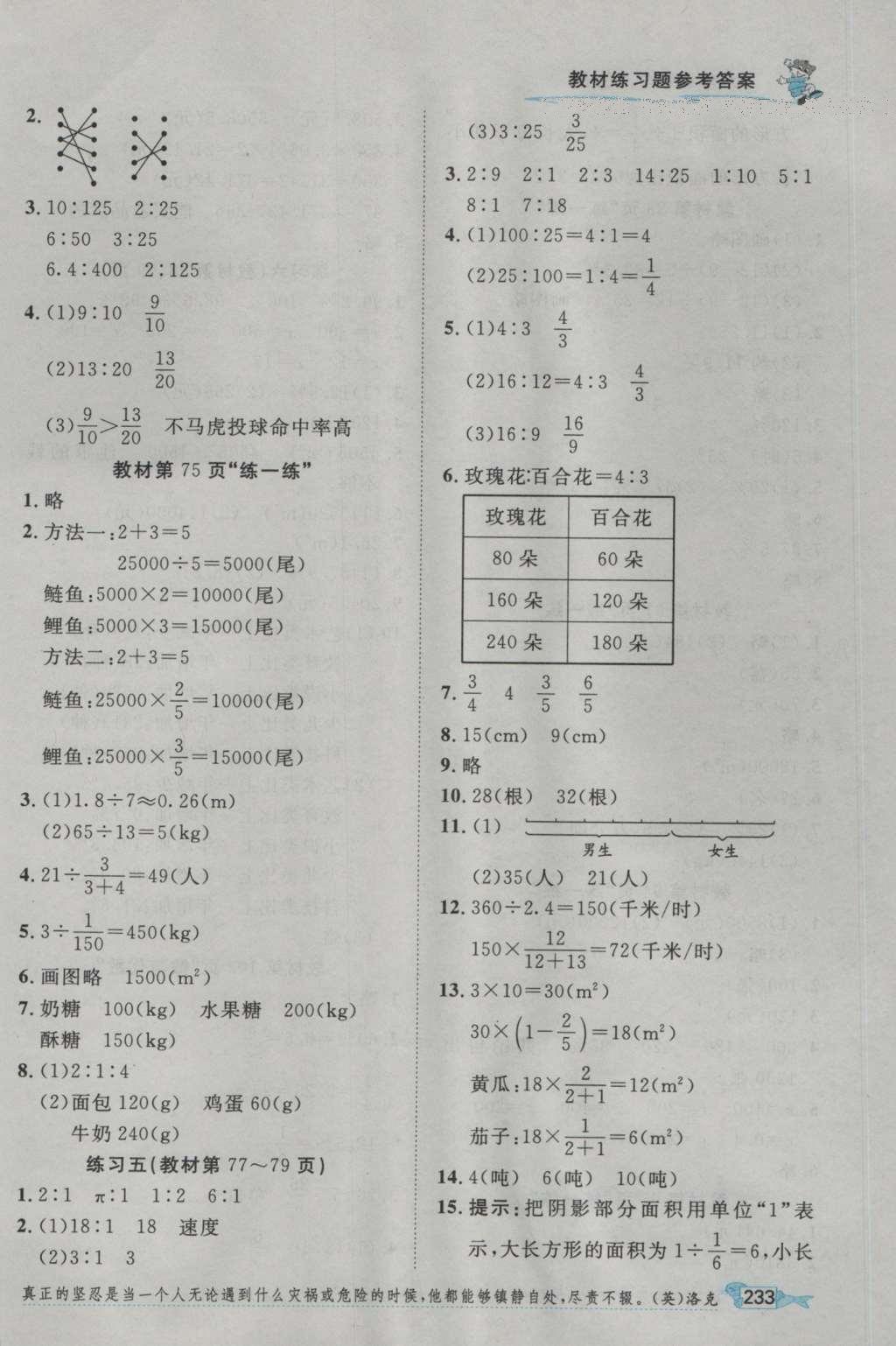 2016年我的笔记六年级数学上册北师大版 参考答案第17页