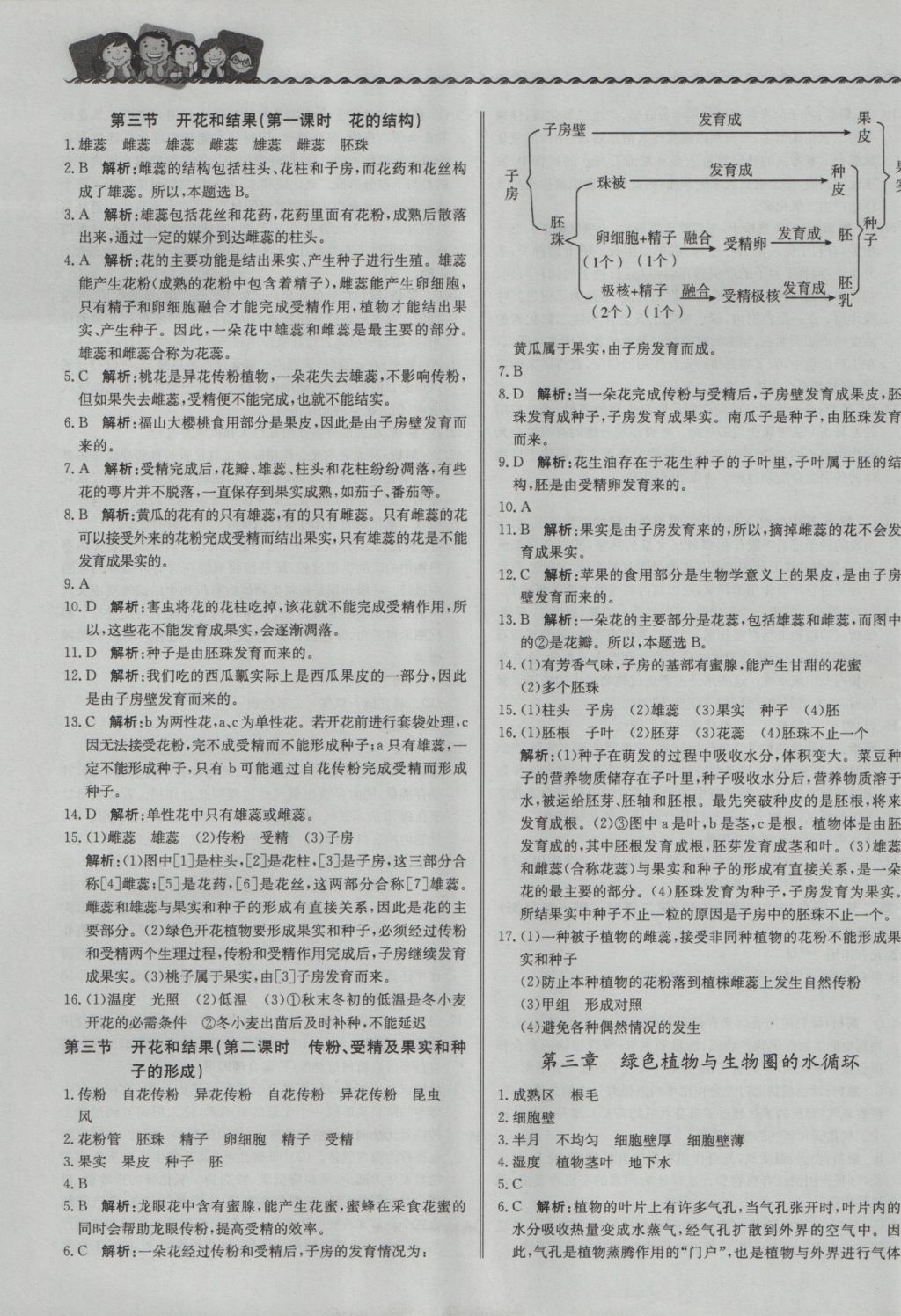 2016年尖子生课课练七年级生物上册人教版 参考答案第13页