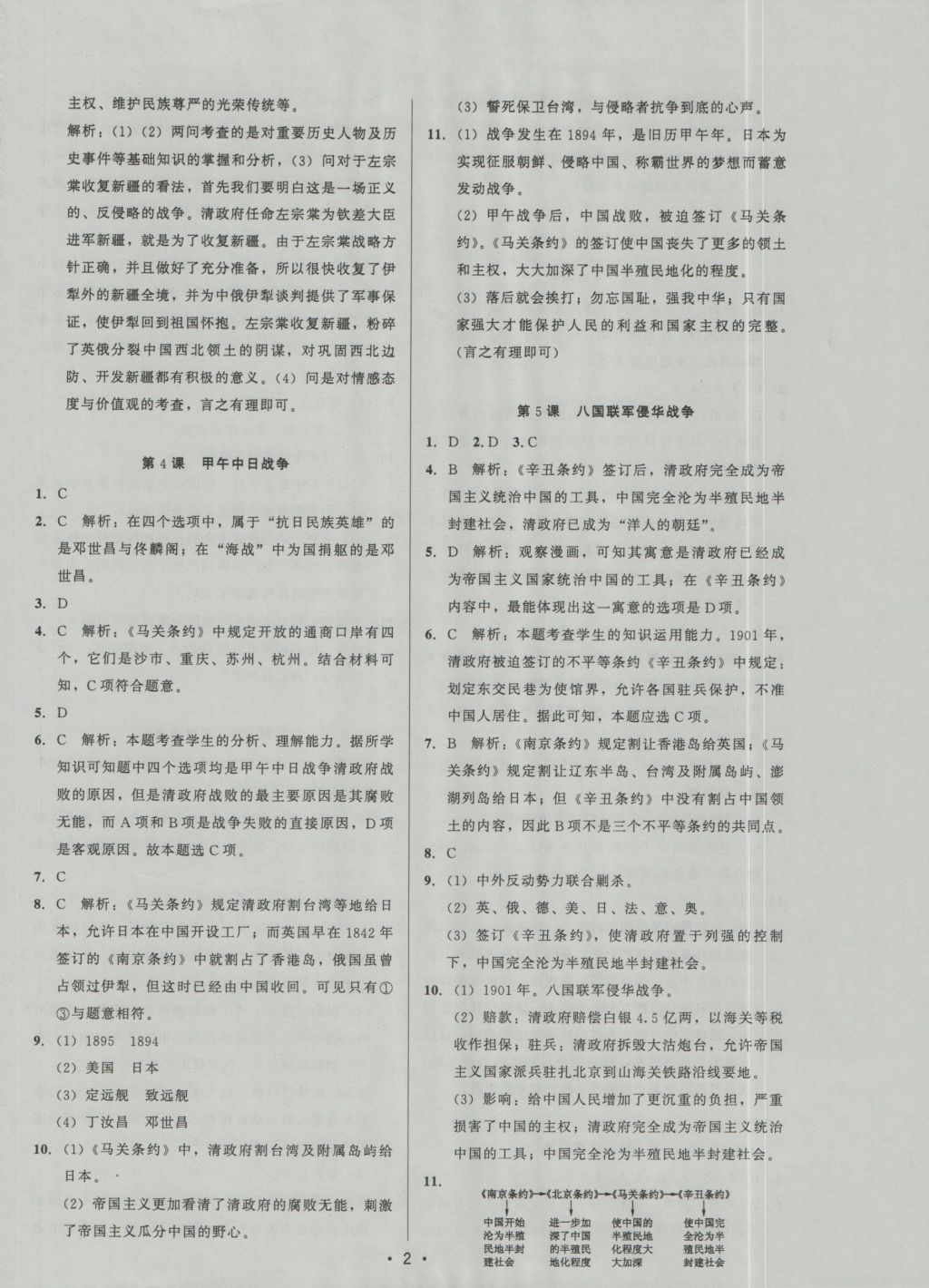 2016年99加1活頁卷八年級中國歷史上冊人教版 參考答案第2頁