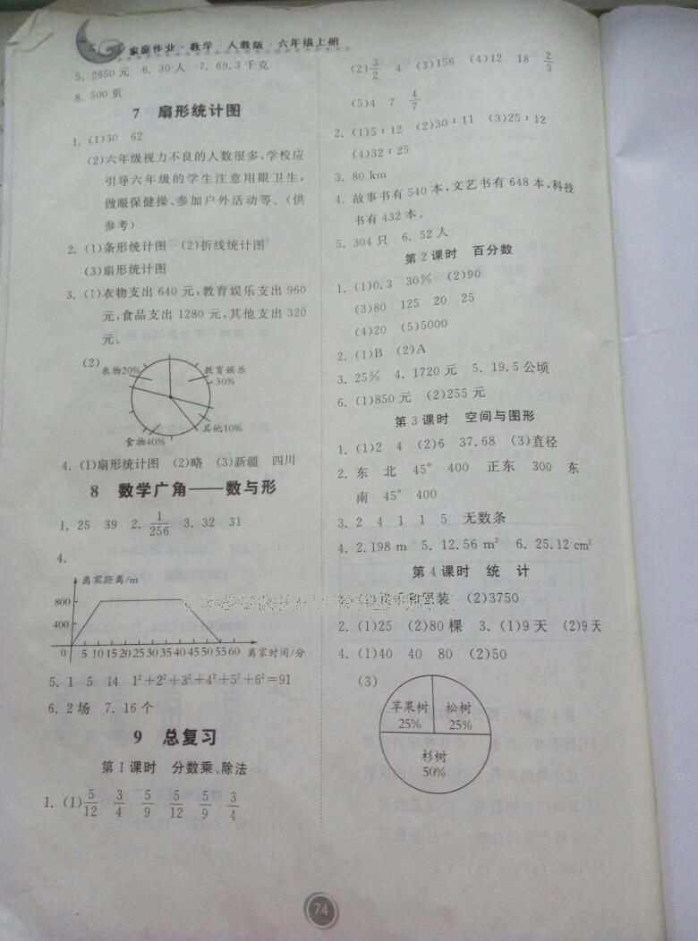 2016年家庭作业六年级数学上册人教版贵州教育出版社 第8页