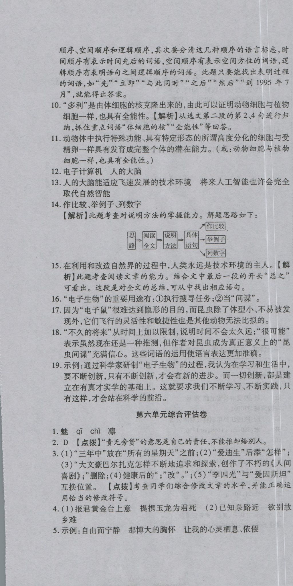 2016年一線調(diào)研卷八年級語文上冊蘇教版 參考答案第19頁